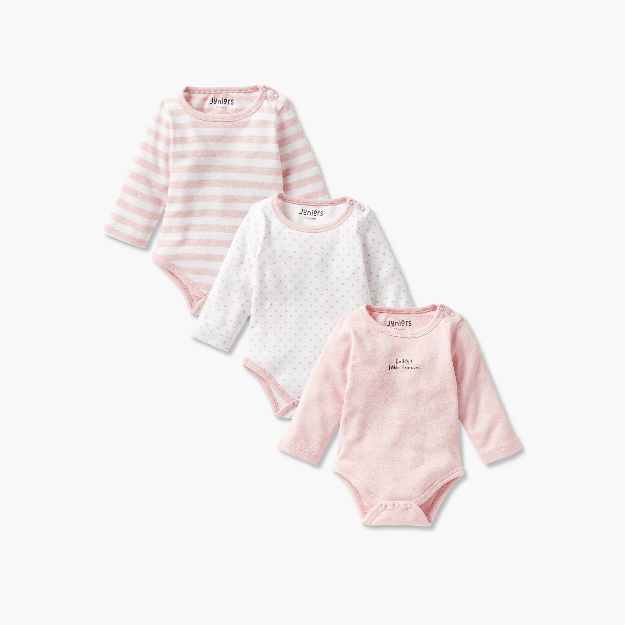 Juniors Printed Bodysuit with Long Sleeves - Set of 3-baby-girls-clothing-bodysuits-image-1