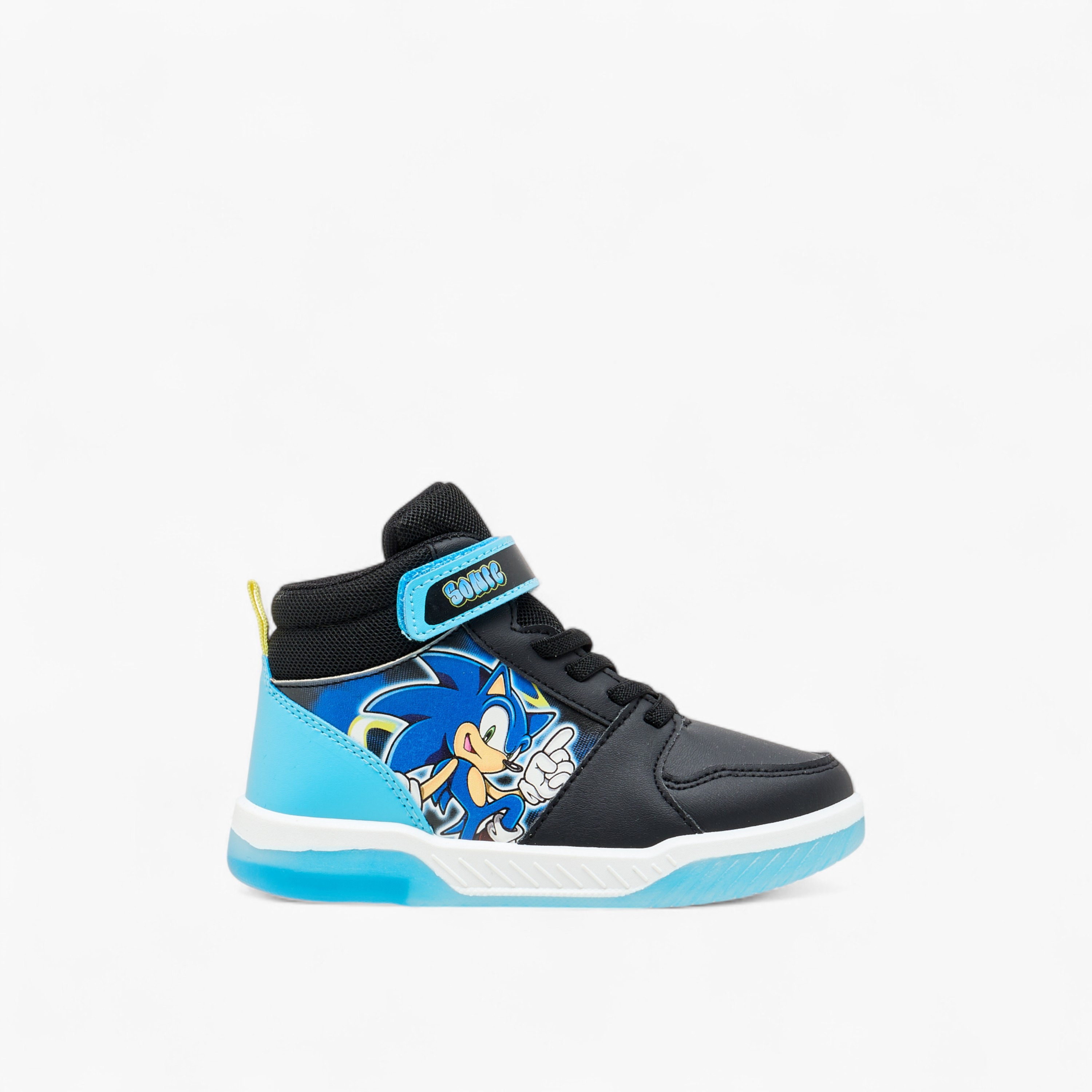 حذاء سنيكرز مضيئ برقبة عالية وشريط إغلاق لاصق وطبعات سونيك-boys-shoes-sneakers-image-3