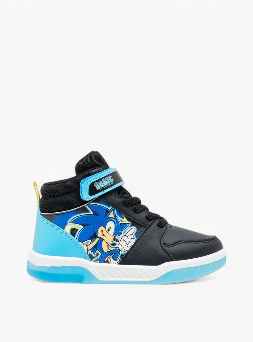 حذاء سنيكرز مضيئ برقبة عالية وشريط إغلاق لاصق وطبعات سونيك-boys-shoes-sneakers-image-3