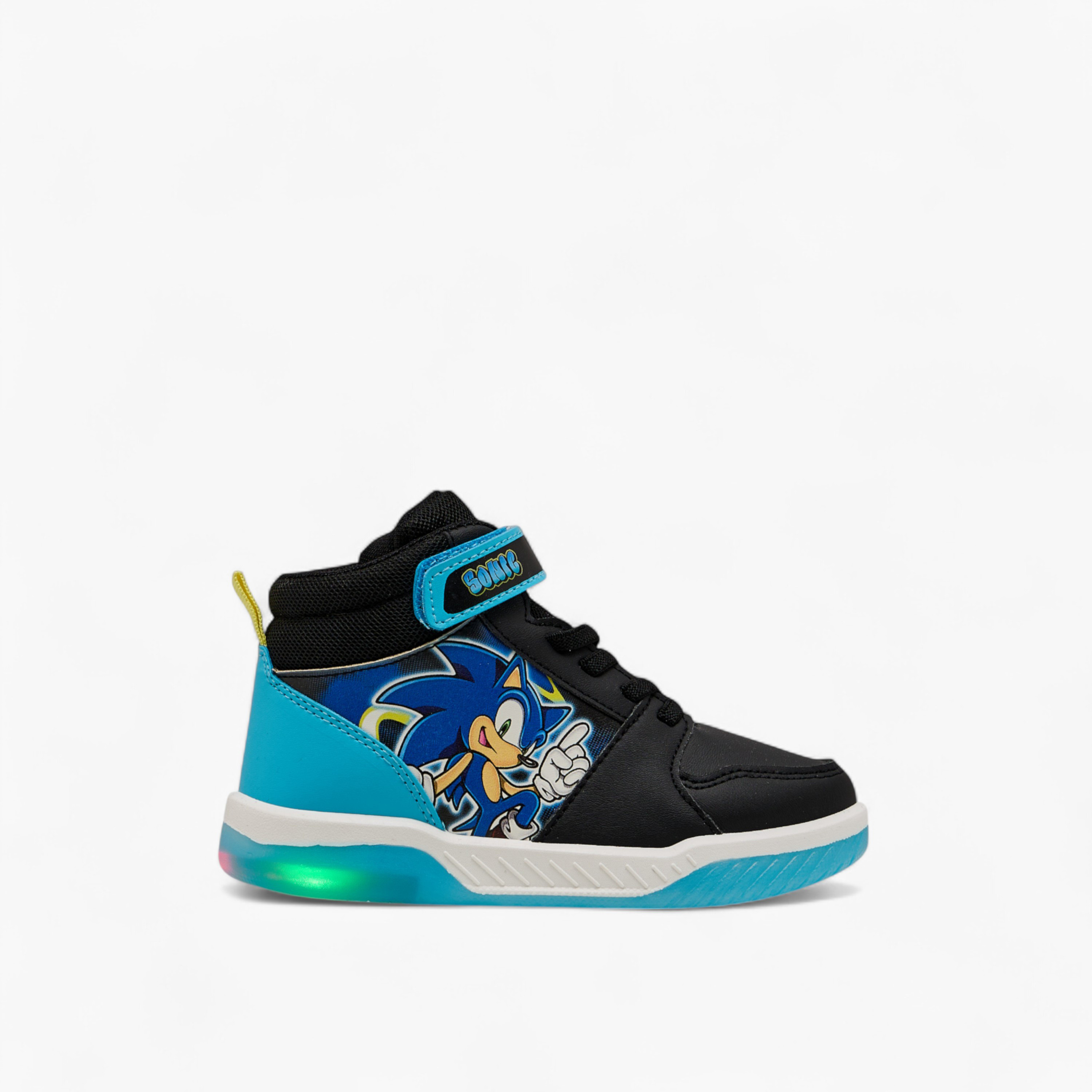 حذاء سنيكرز مضيئ برقبة عالية وشريط إغلاق لاصق وطبعات سونيك-boys-shoes-sneakers-image-4