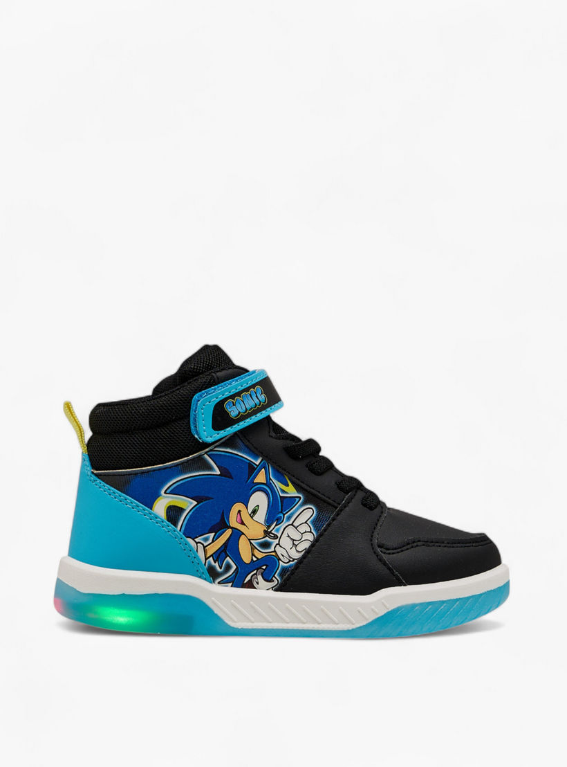 حذاء سنيكرز مضيئ برقبة عالية وشريط إغلاق لاصق وطبعات سونيك-boys-shoes-sneakers-image-4