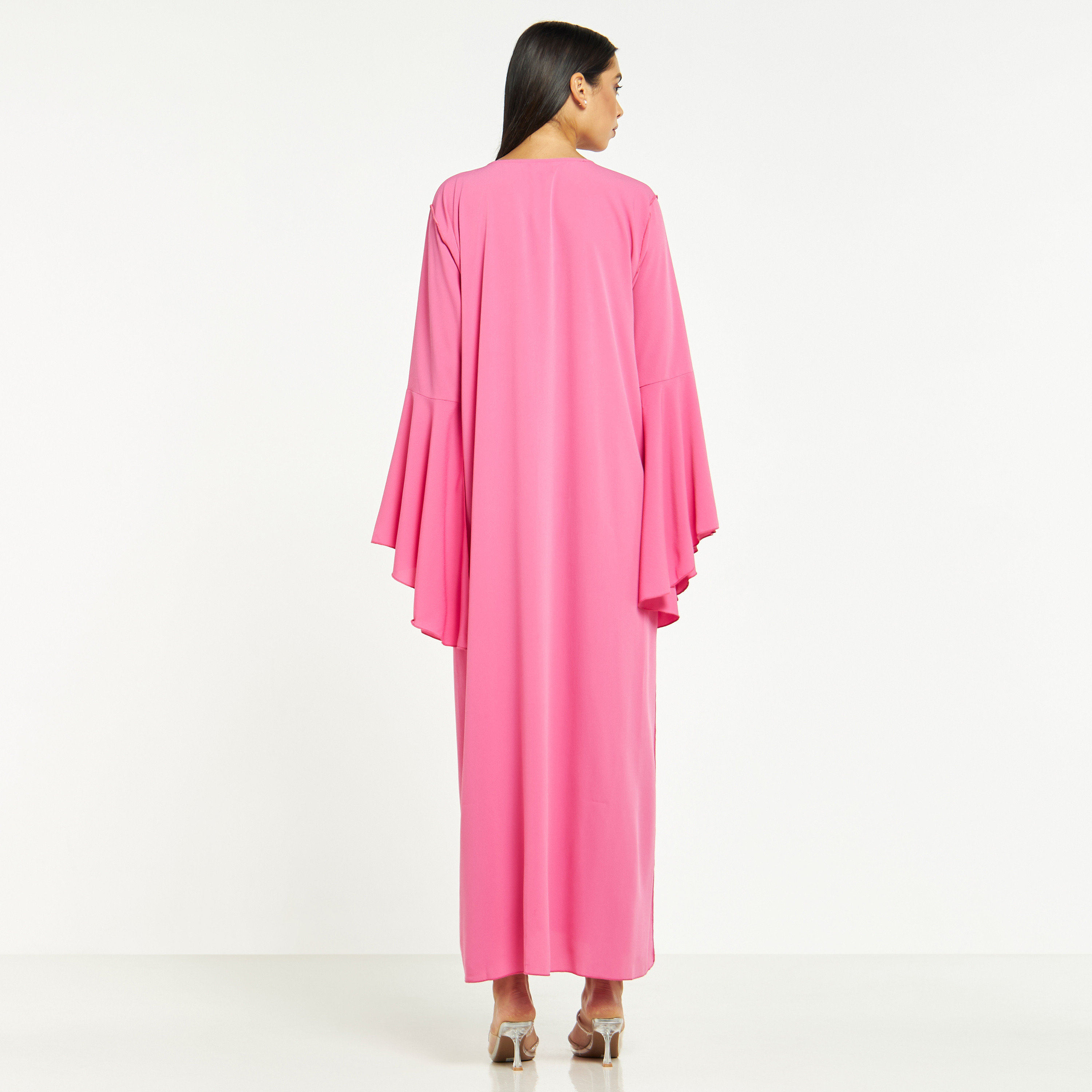 جلابية سادة بأكمام واسعة وياقة مزينة من سي نوار-women-arabicclothing-jalabiyas-image-4