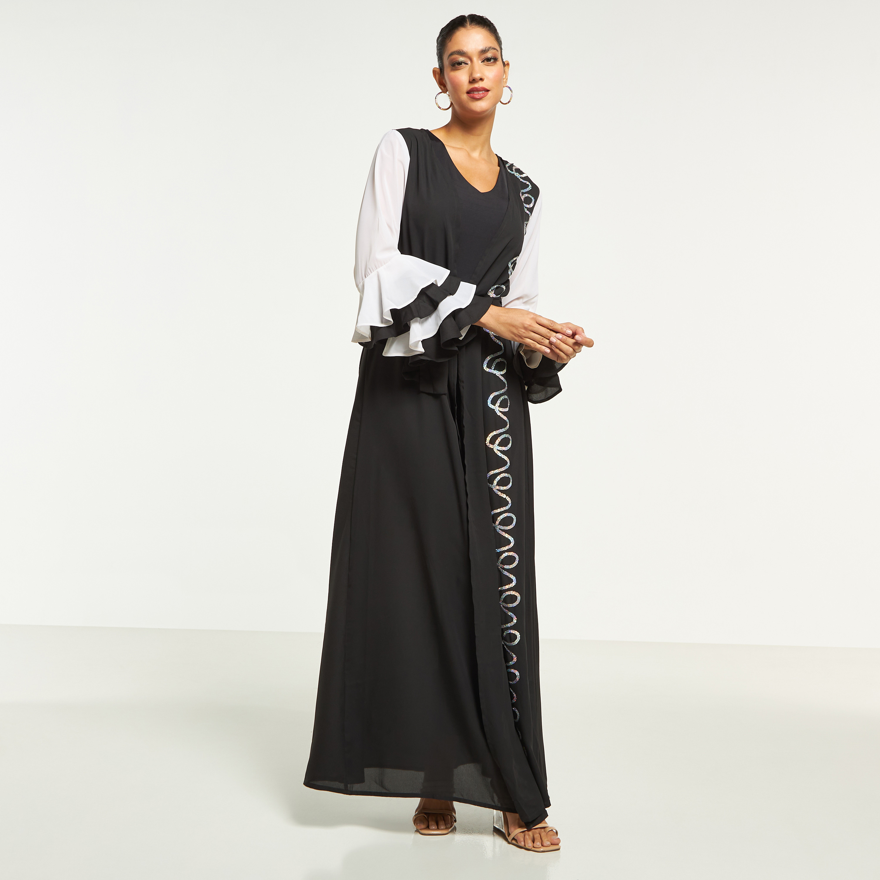 Si Noir Embroidered Jalabiya with Tie-Up Belt-women-arabicclothing-jalabiyas-image-2