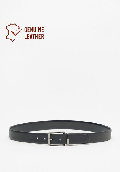 Duchini Solid Leather Belt with Pin Buckle Closure