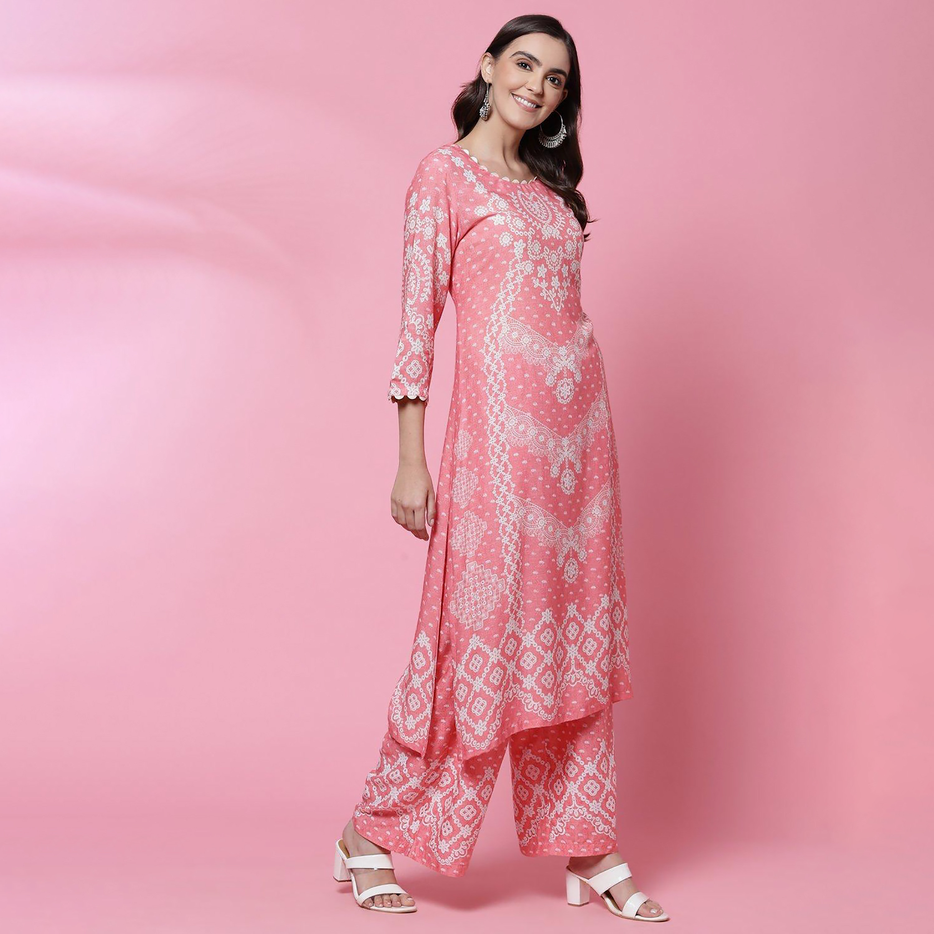 كورتا مستقيمة من بيبا ذو مطبوعة برقبة مستديرة-women-clothing-ethnicwear-dresses-image-1