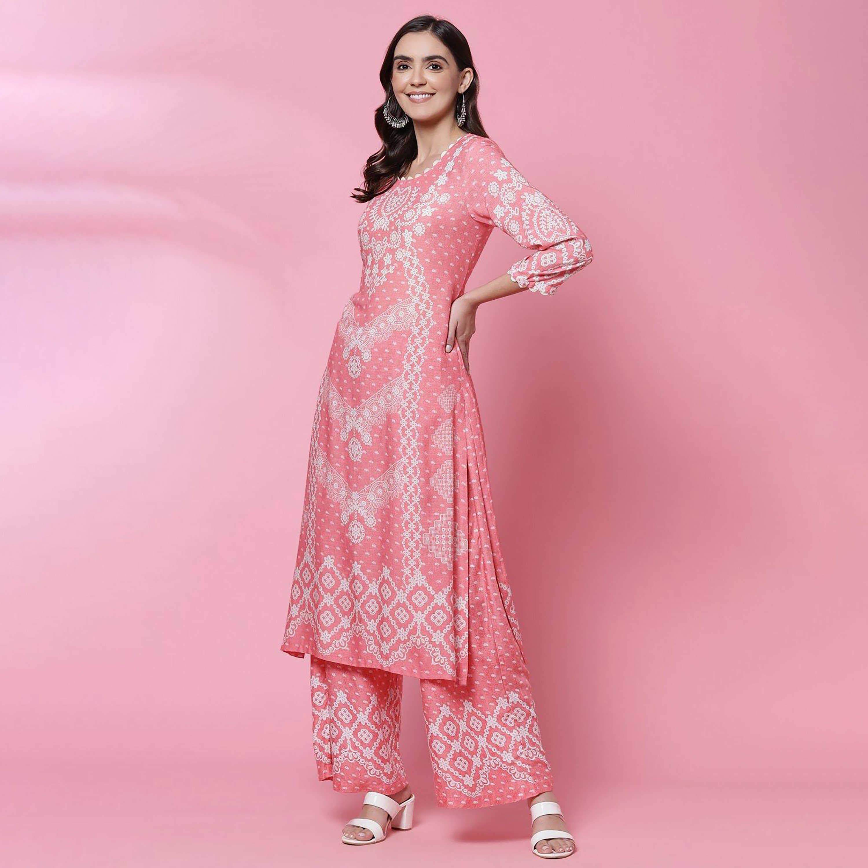 كورتا مستقيمة من بيبا ذو مطبوعة برقبة مستديرة-women-clothing-ethnicwear-dresses-image-2