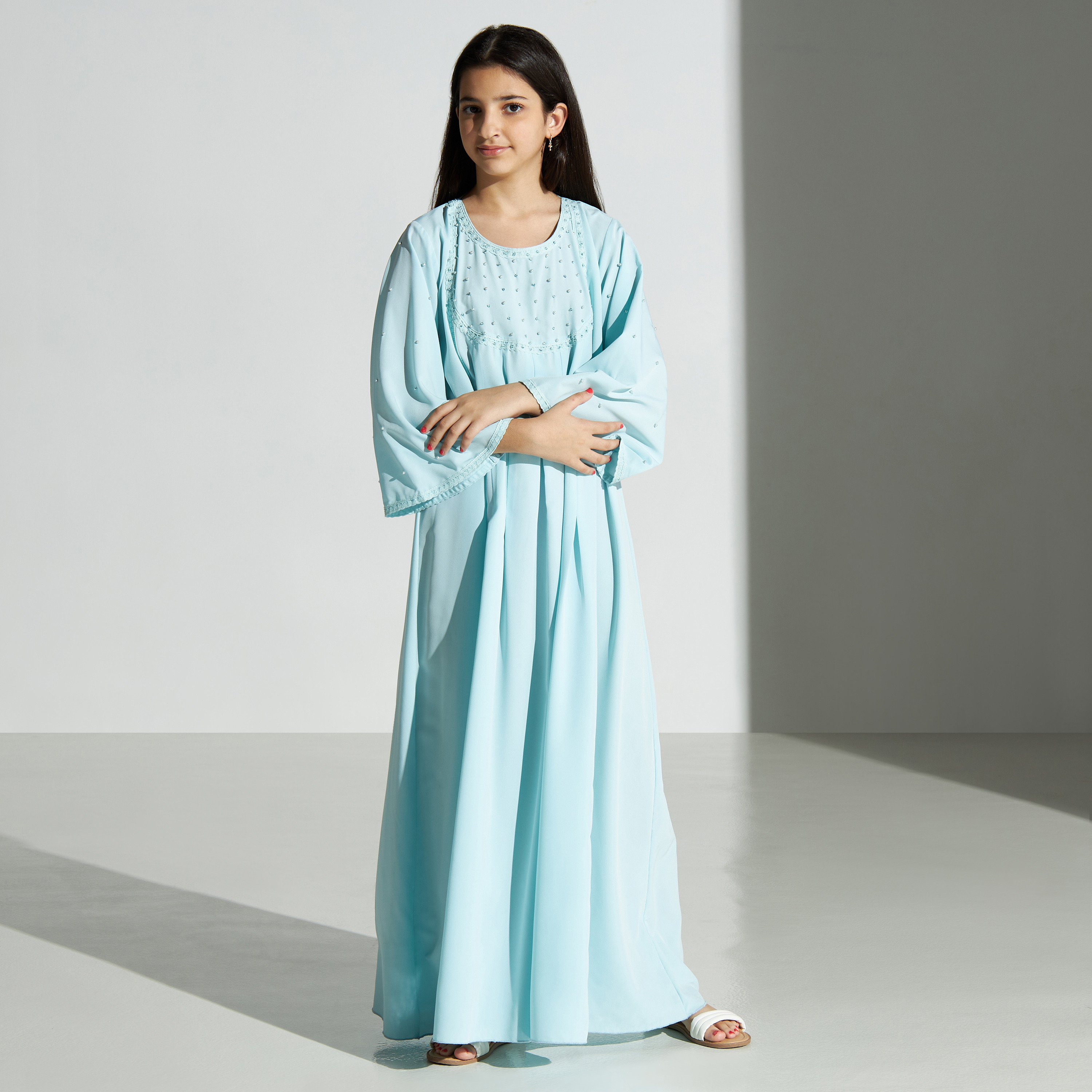 Si Noir Embellished Maxi Dress with Round Neck - for Girl-girls-clothing-dressesandjumpsuits-image-2