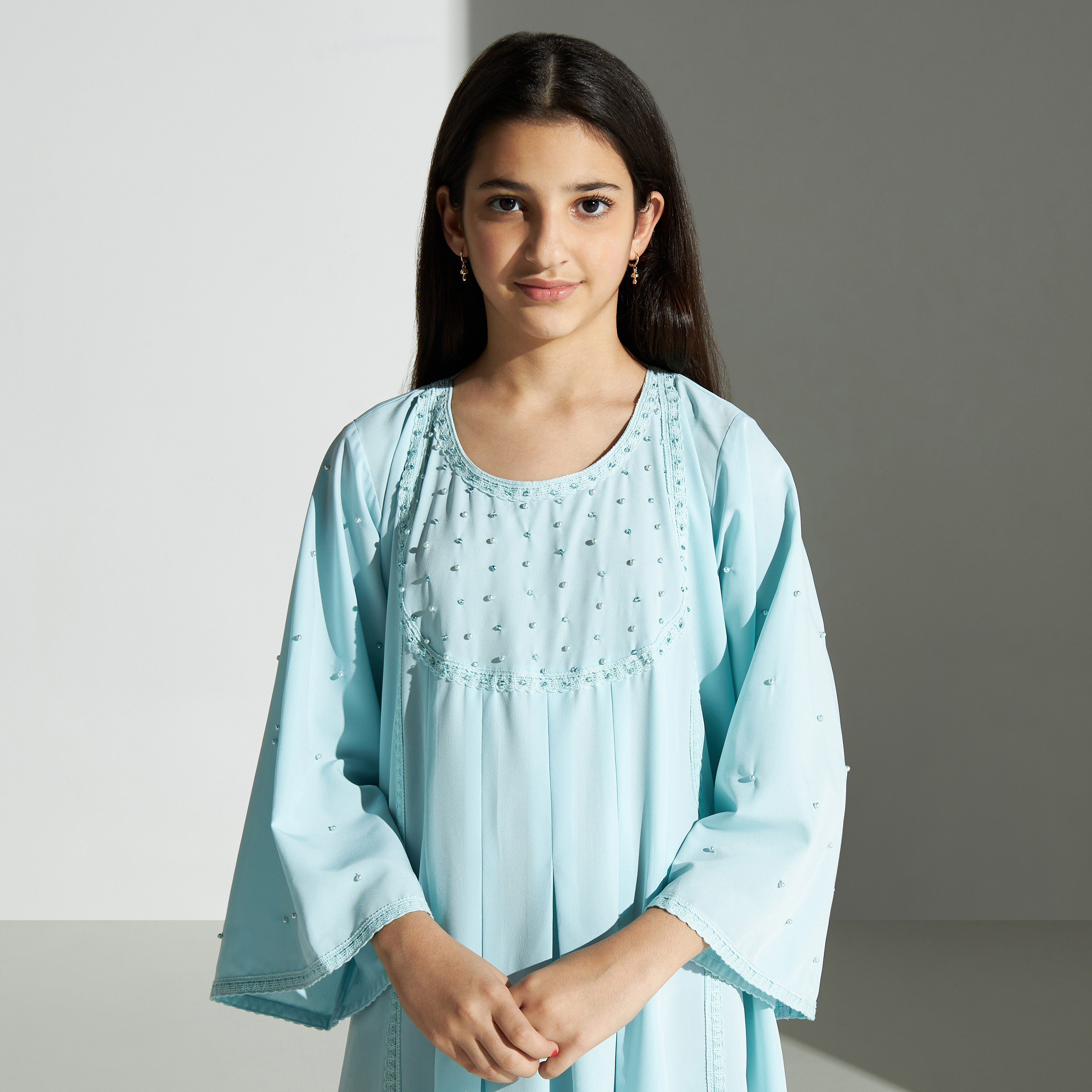 فستان طويل مزين بياقة مستديرة من سي نوار -للبنت-girls-clothing-dressesandjumpsuits-image-3