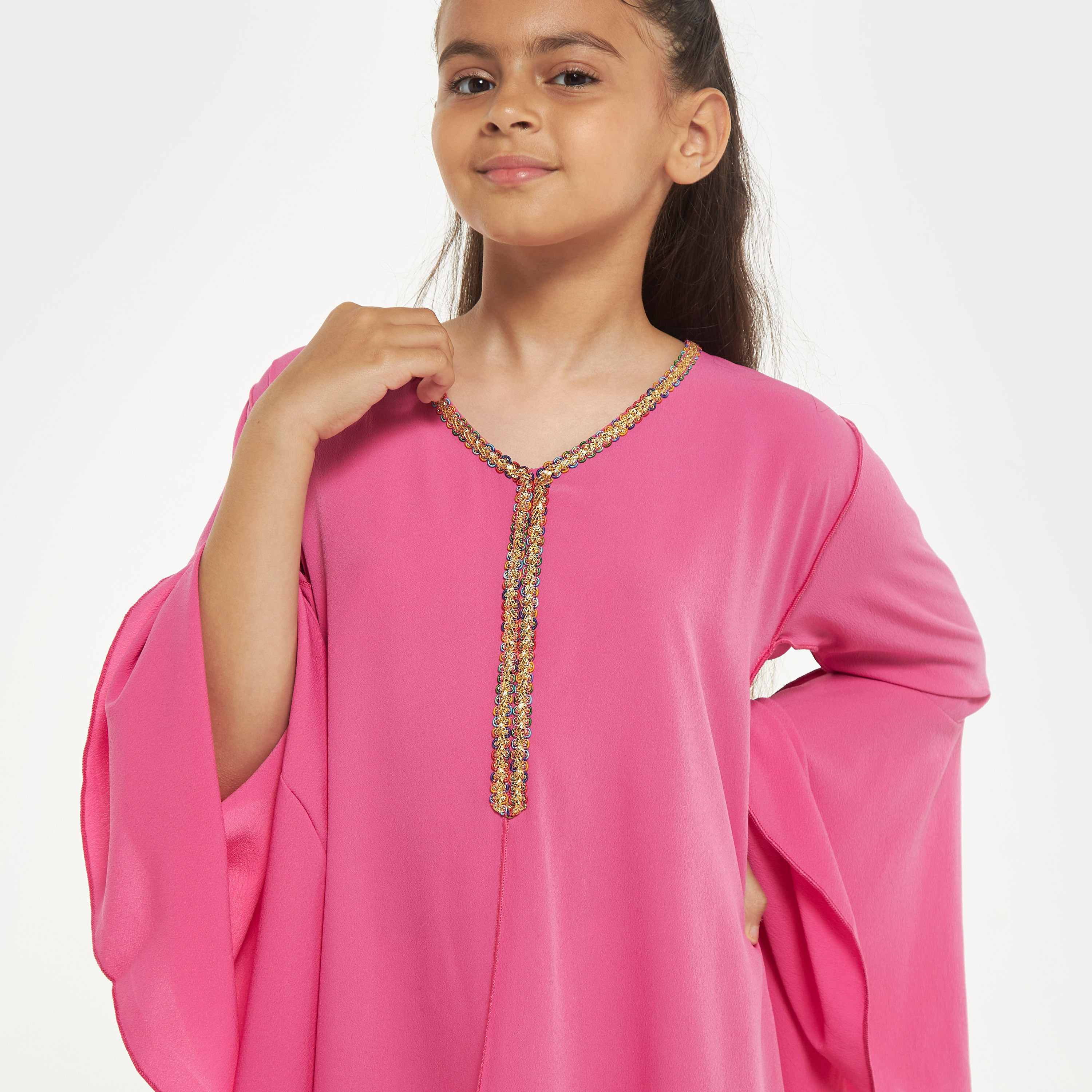 Si Noir Lace Detail Jalabiya with Bell Sleeves-girls-clothing-arabicclothing-jalabiyas-image-2