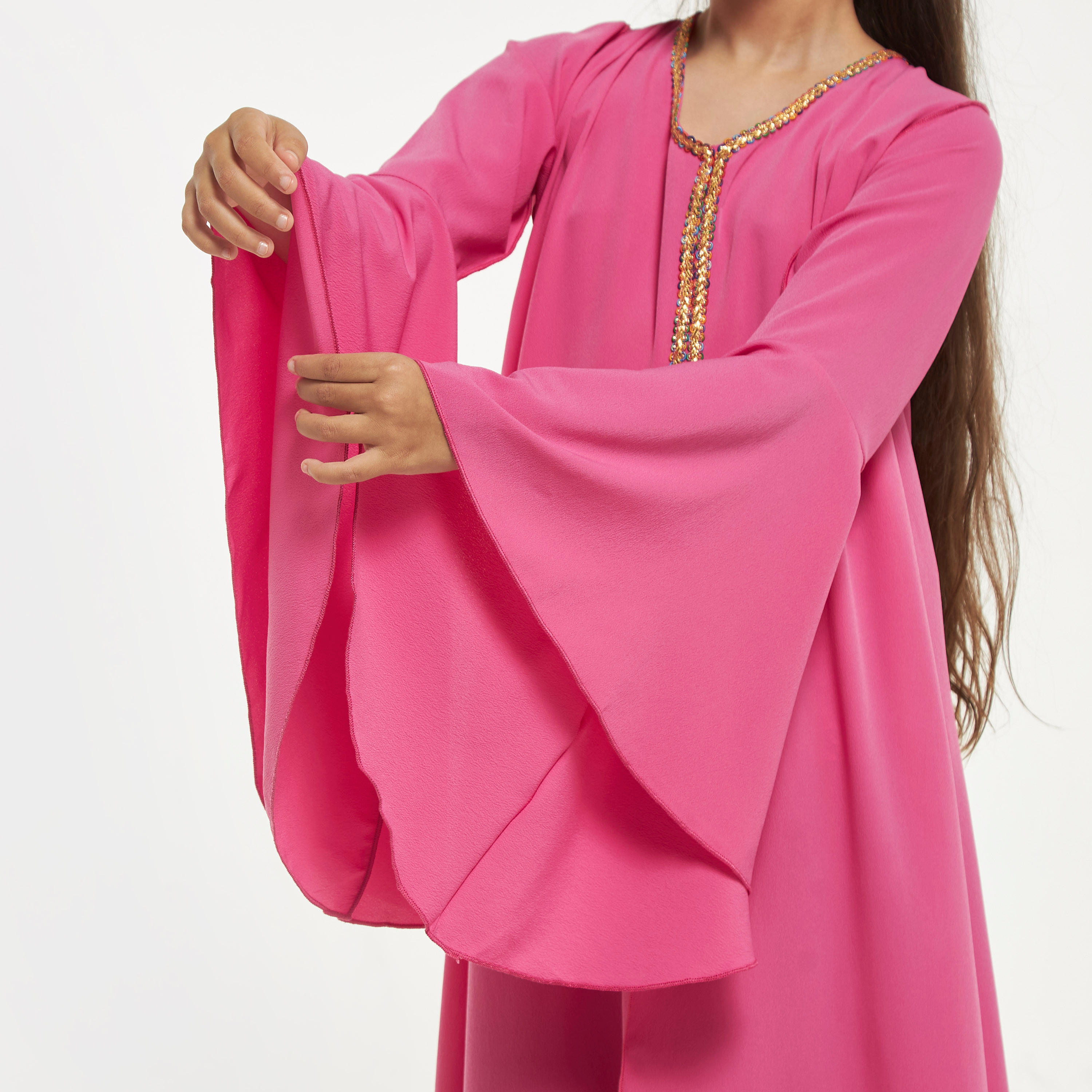 Si Noir Lace Detail Jalabiya with Bell Sleeves-girls-clothing-arabicclothing-jalabiyas-image-3