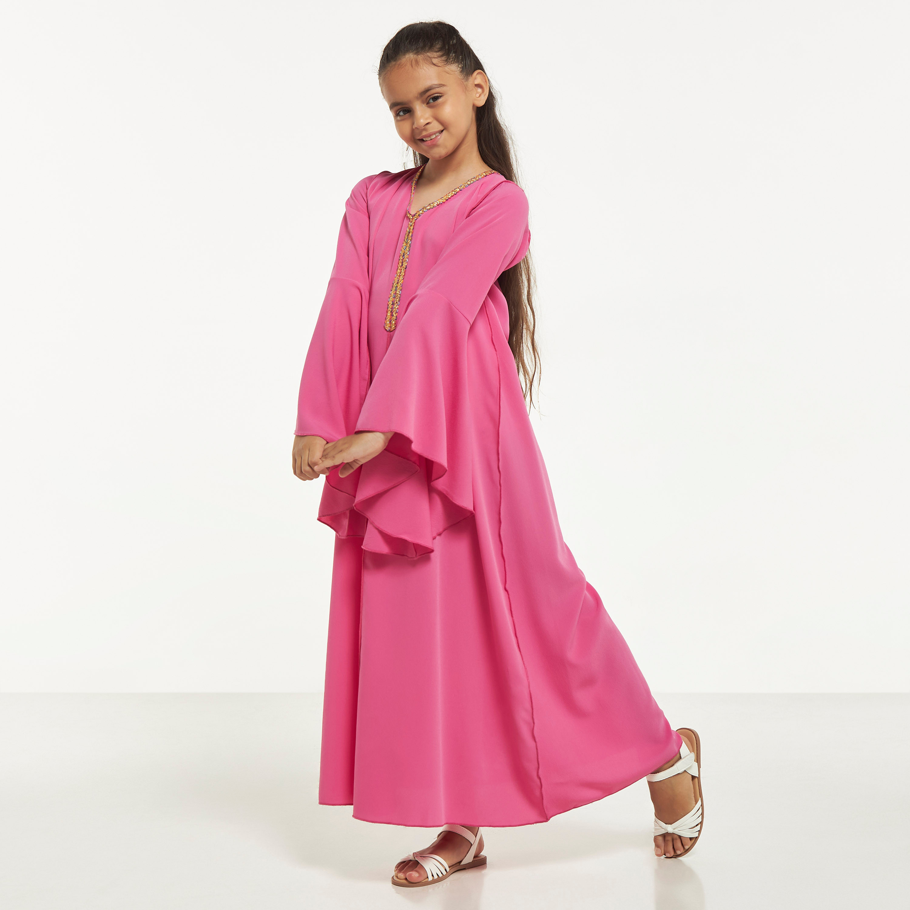Si Noir Lace Detail Jalabiya with Bell Sleeves-girls-clothing-arabicclothing-jalabiyas-image-4