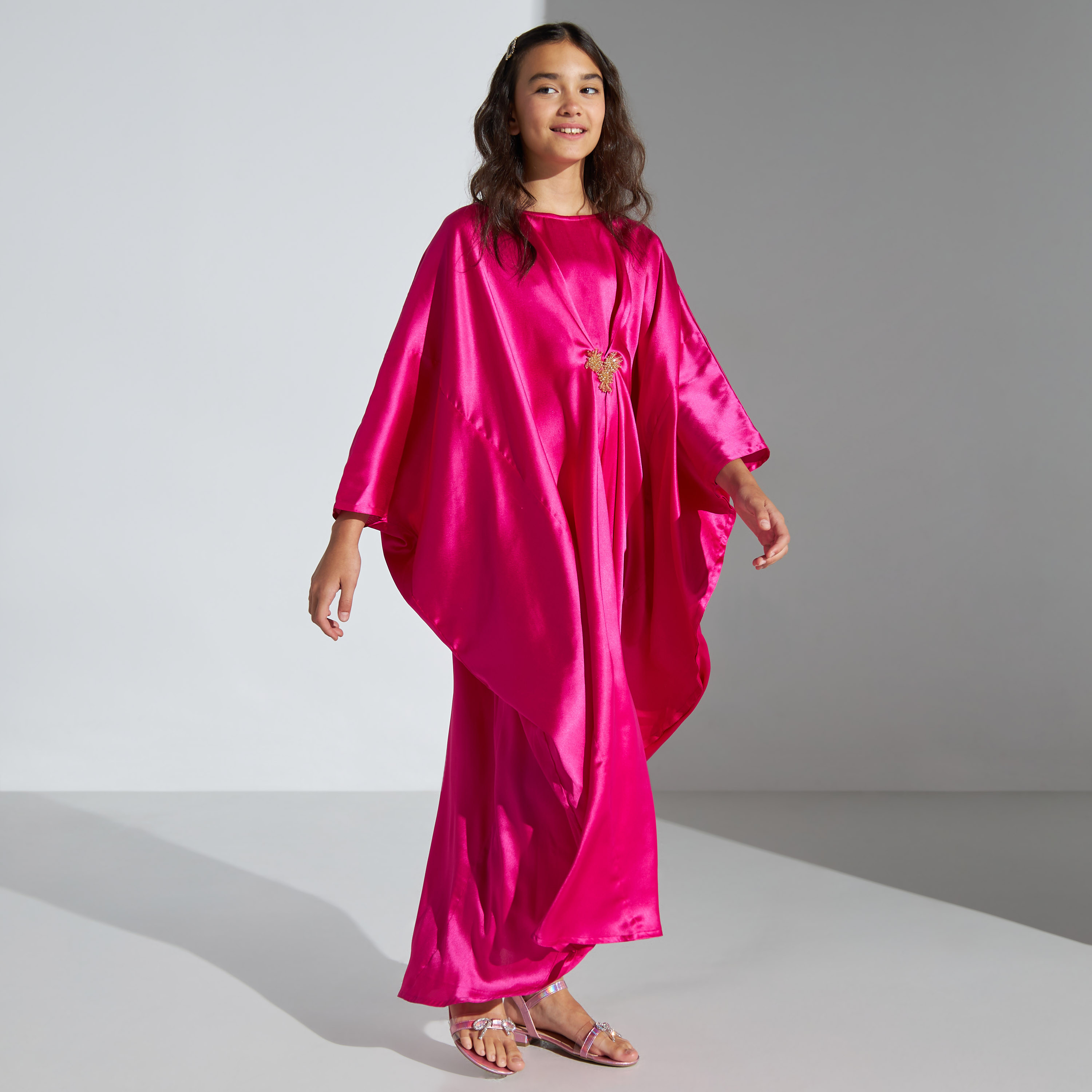 Si Noir Solid Maxi Dress with Embellished Accent-girls-clothing-dressesandjumpsuits-image-2