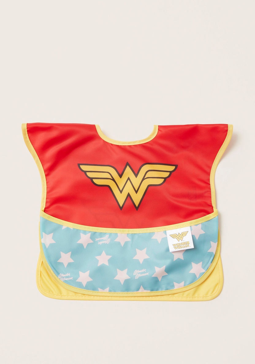 Bumkins Wonder Woman Print Bib with Cap-Bibs and Burp Cloths-image-0