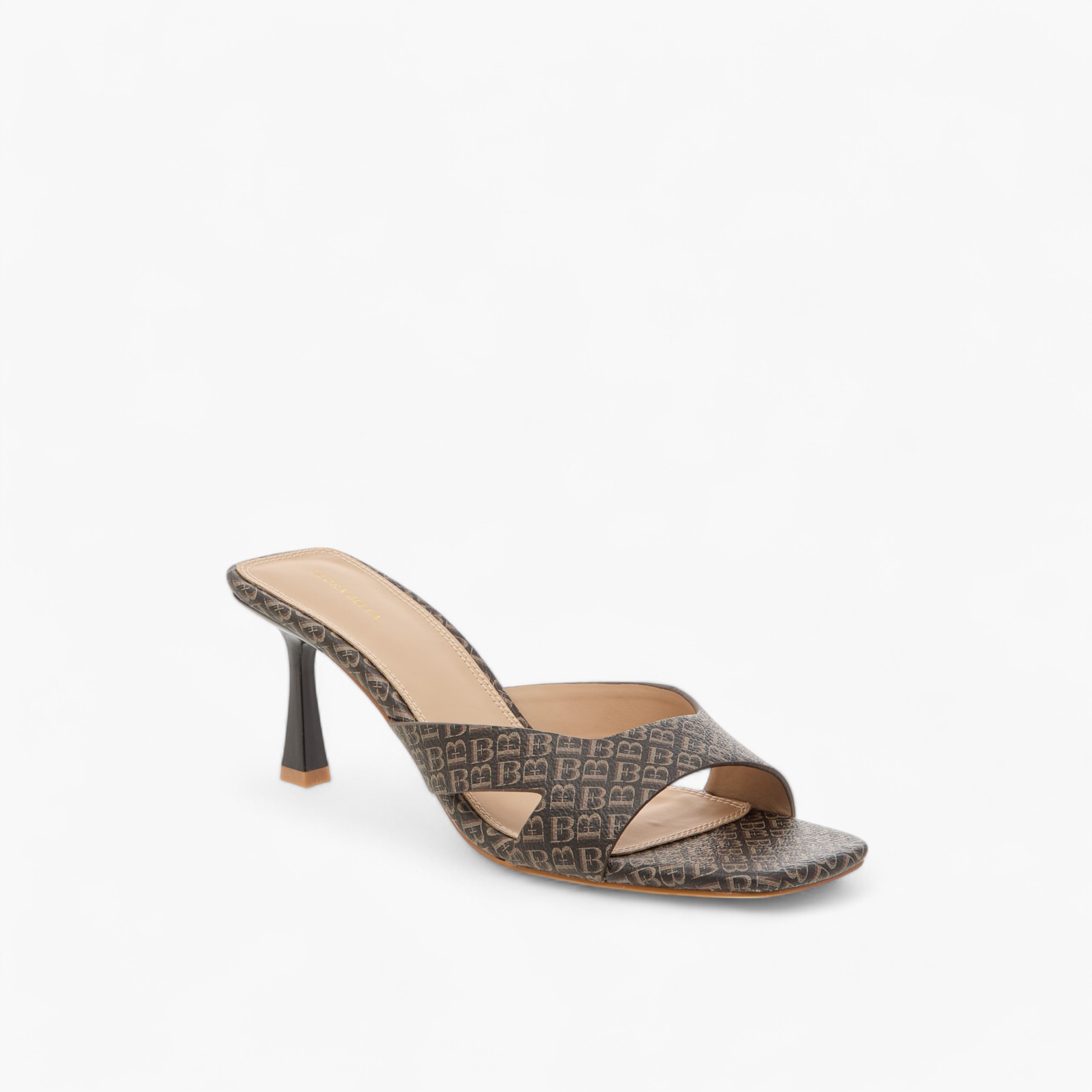 صندل سهل الارتداء بطبعات مونوجرام وكعب لامع من فلورا بيلا-women-shoes-sandals-heeled-image-2