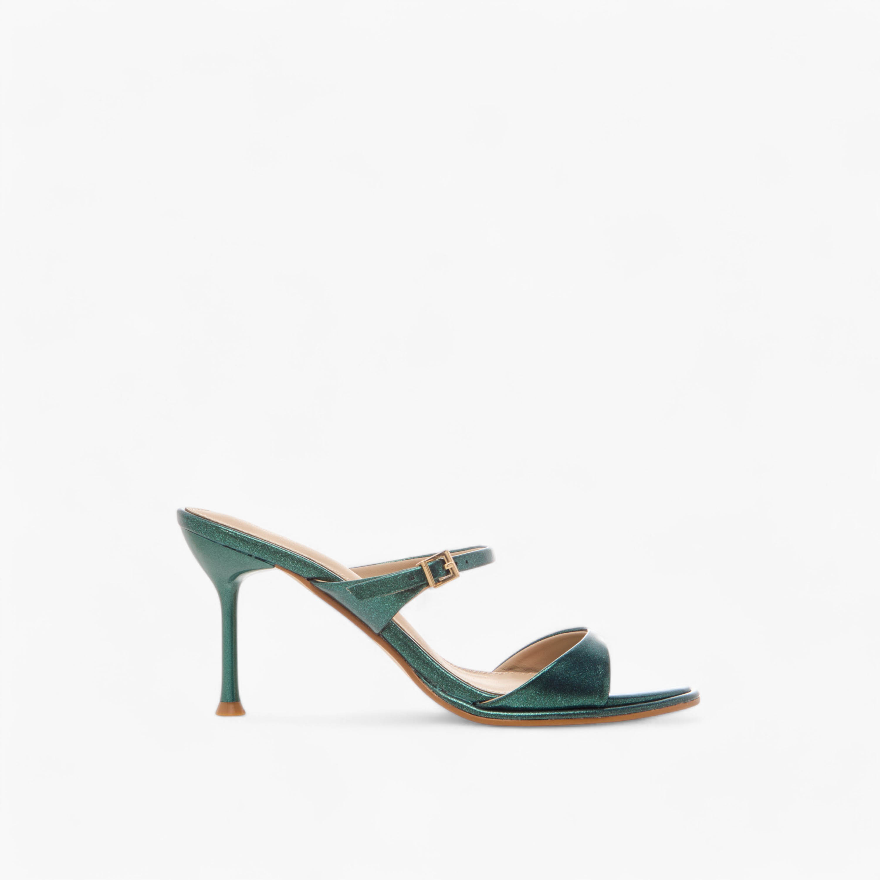 Flora Bella Metallic Slip-On Sandals with Stiletto Heels and Buckle Detail-women-shoes-sandals-heeled-image-3