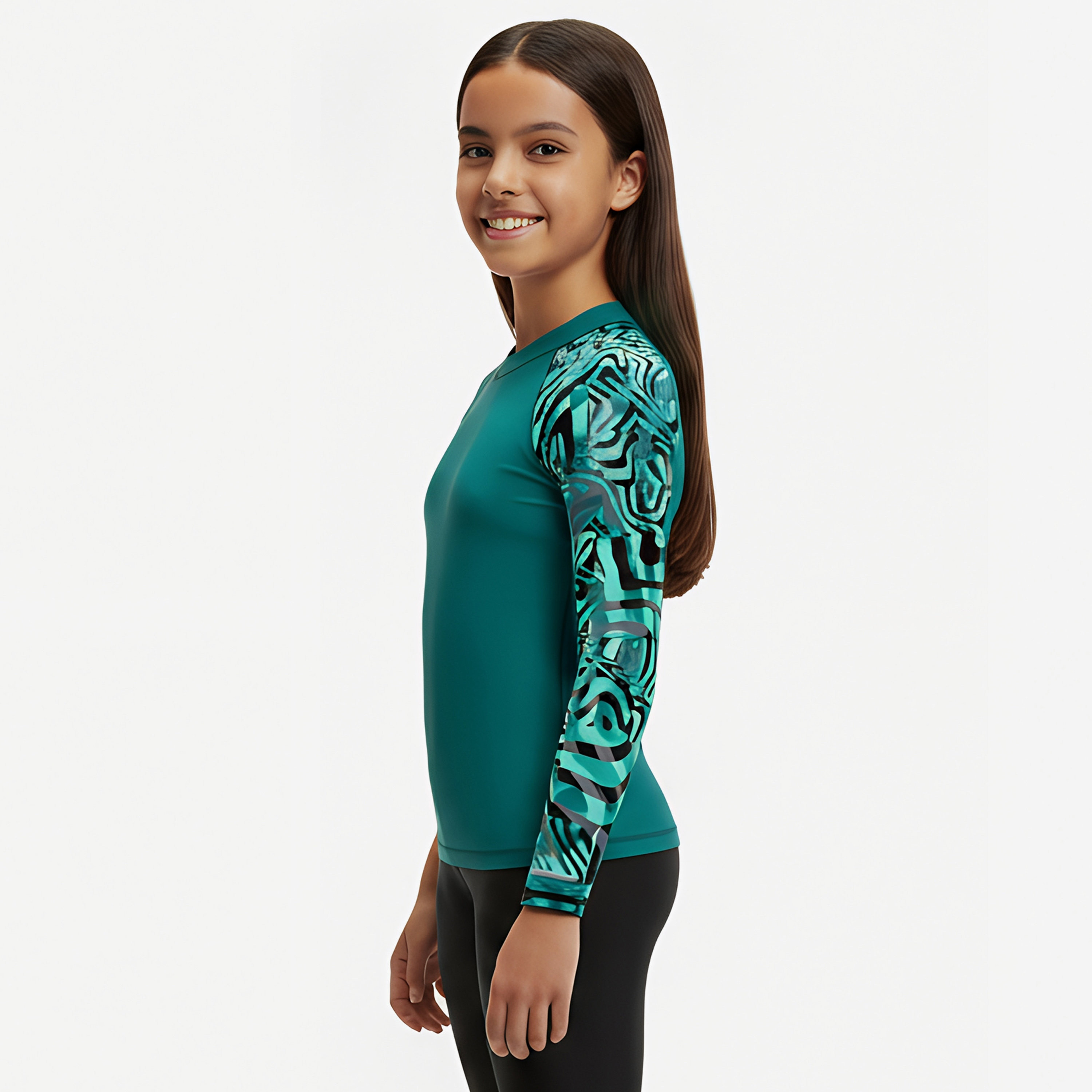 Speedo Girls Digital Long Sleeve Rash Top-girls-clothing-swimwear-image-3