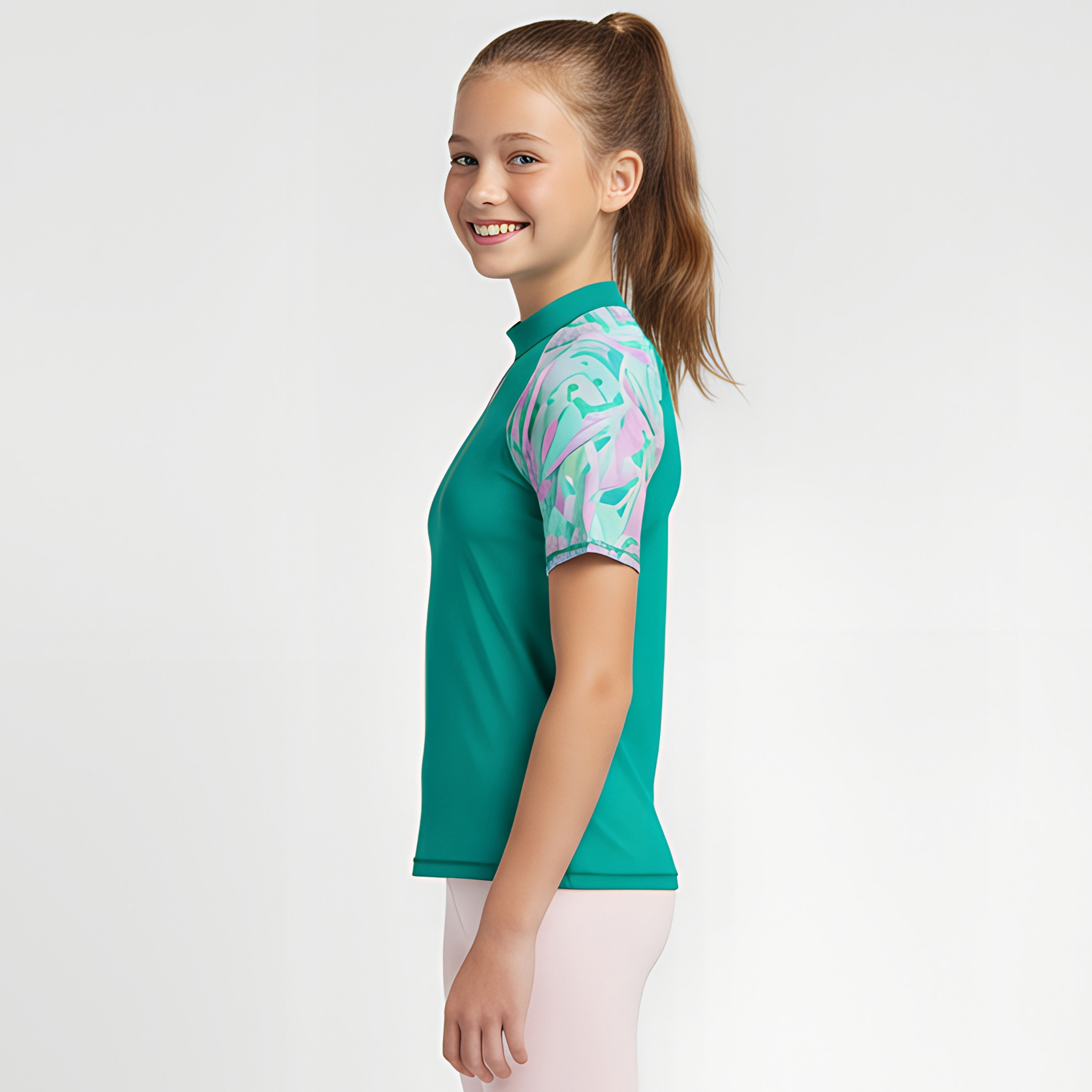 Speedo Girls Printed Short Sleeve Sun Top-girls-clothing-sportswear-swimwear-image-3