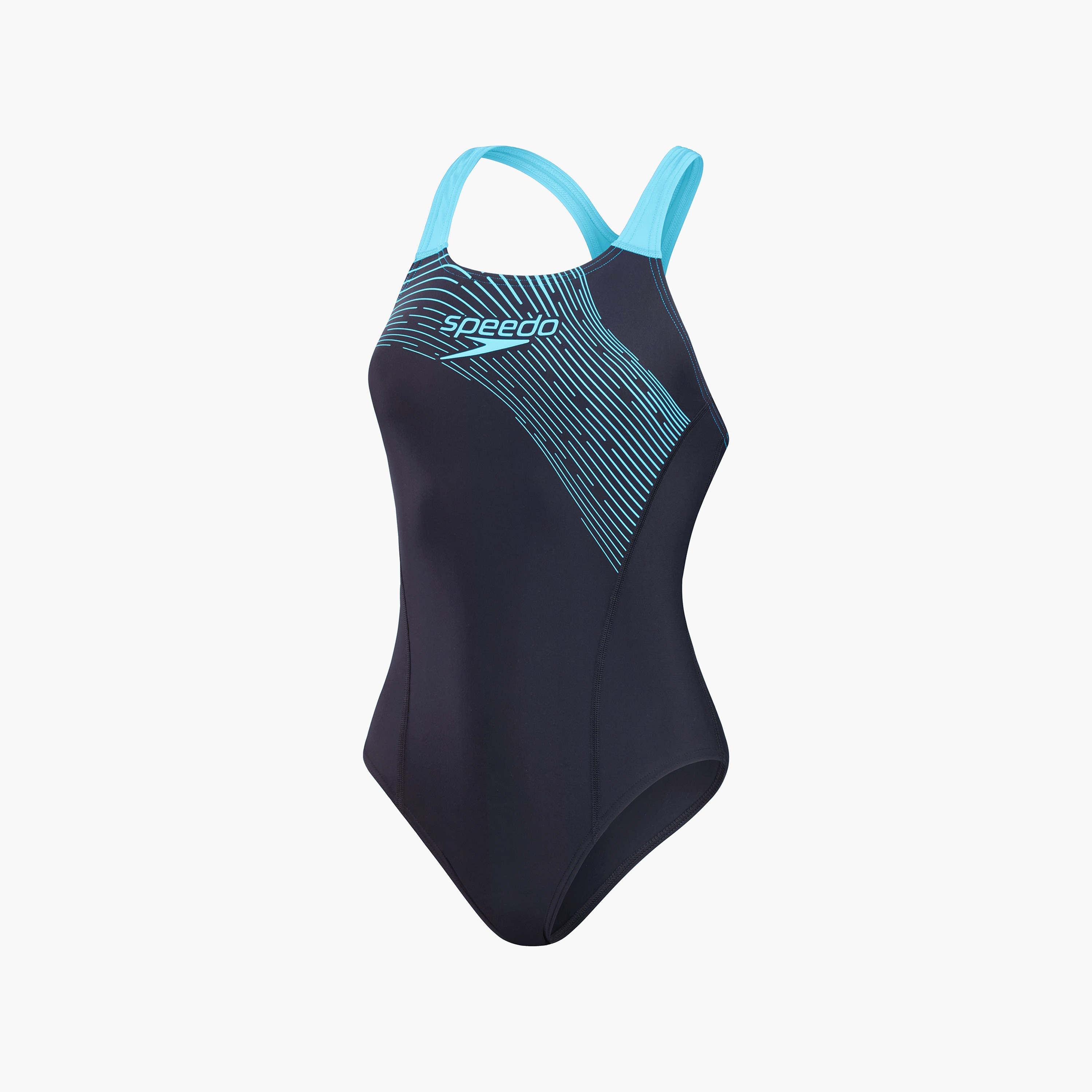 قطعة واحدة بشعار سبيدو ميدلي للسيدات البالغات مع لون أزرق داكن/أخضر متوهج-sports-women-clothing-swimwear-image-17