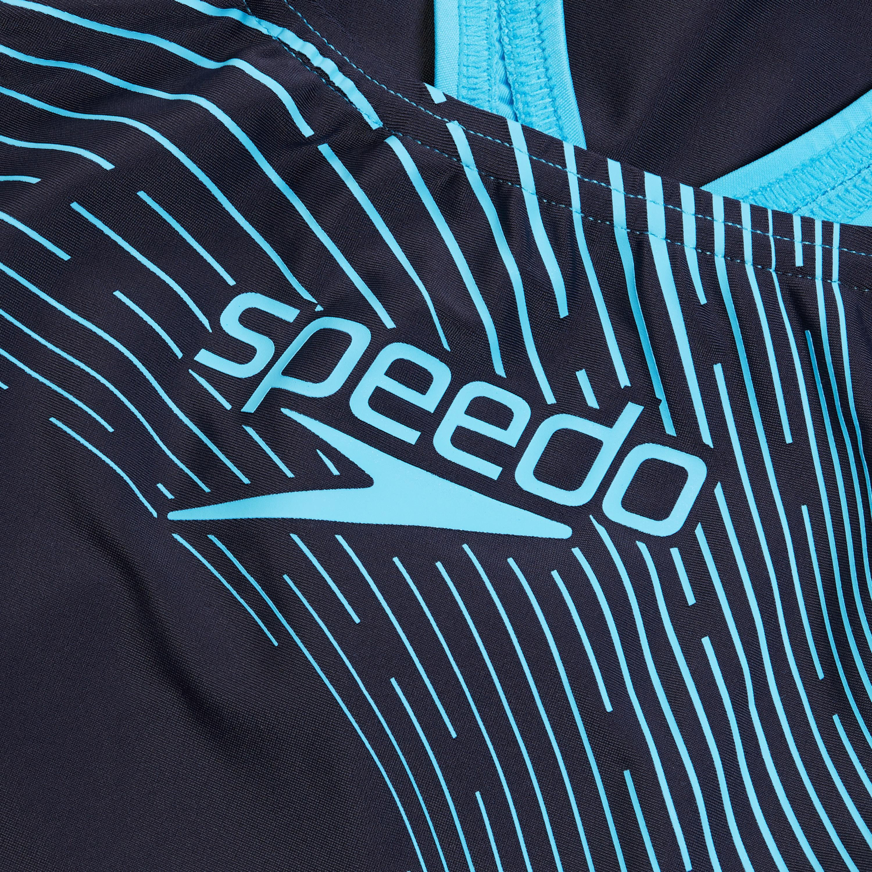 Speedo Medley Logo 1 Piece, Adult Women, True Navy/Green Glow-sports-women-clothing-swimwear-image-9