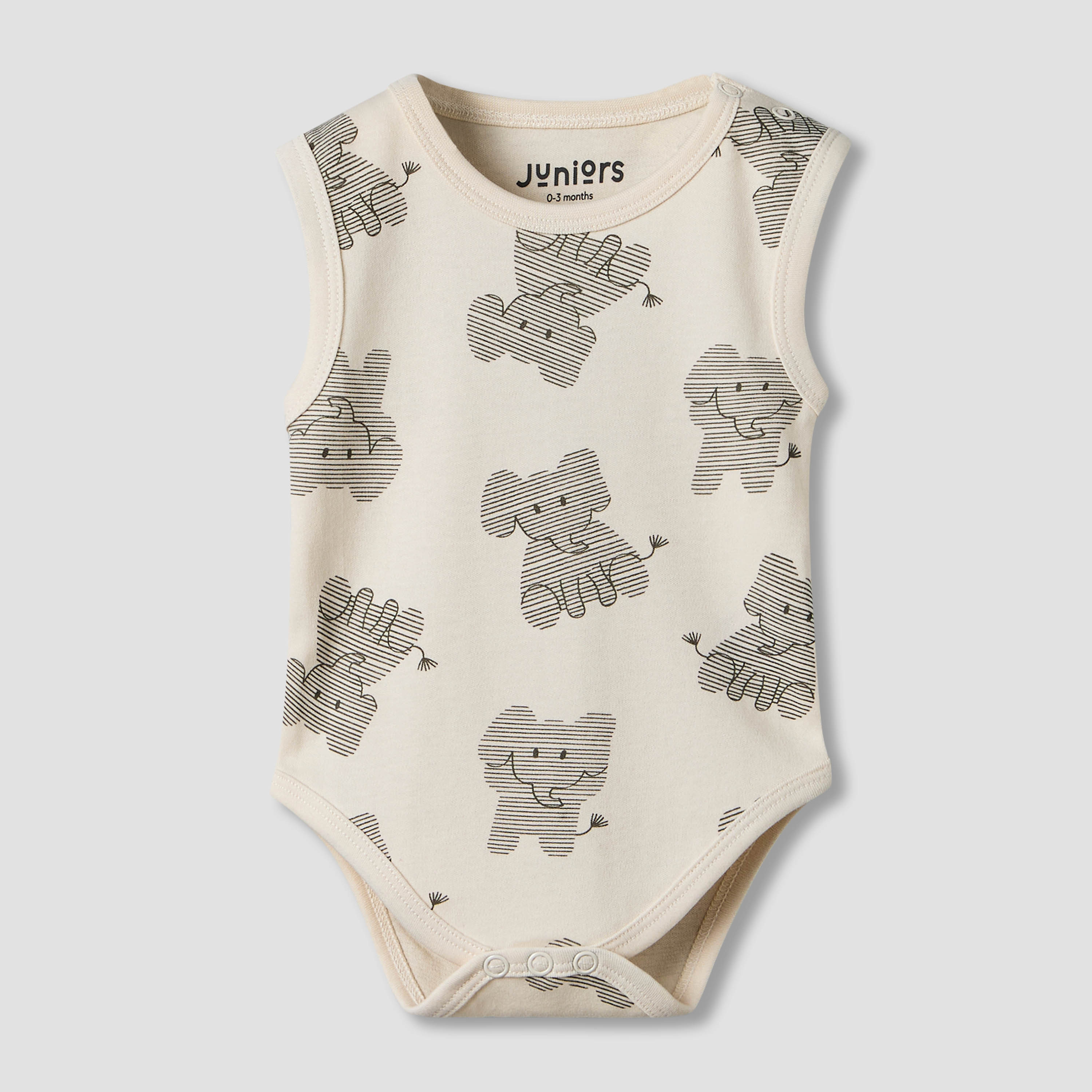 بودي سوت دون أكمام بياقة مستديرة وطبعات فيل من جونيورز - عبوة 3 قطع-baby-boys-clothing-bodysuits-image-5