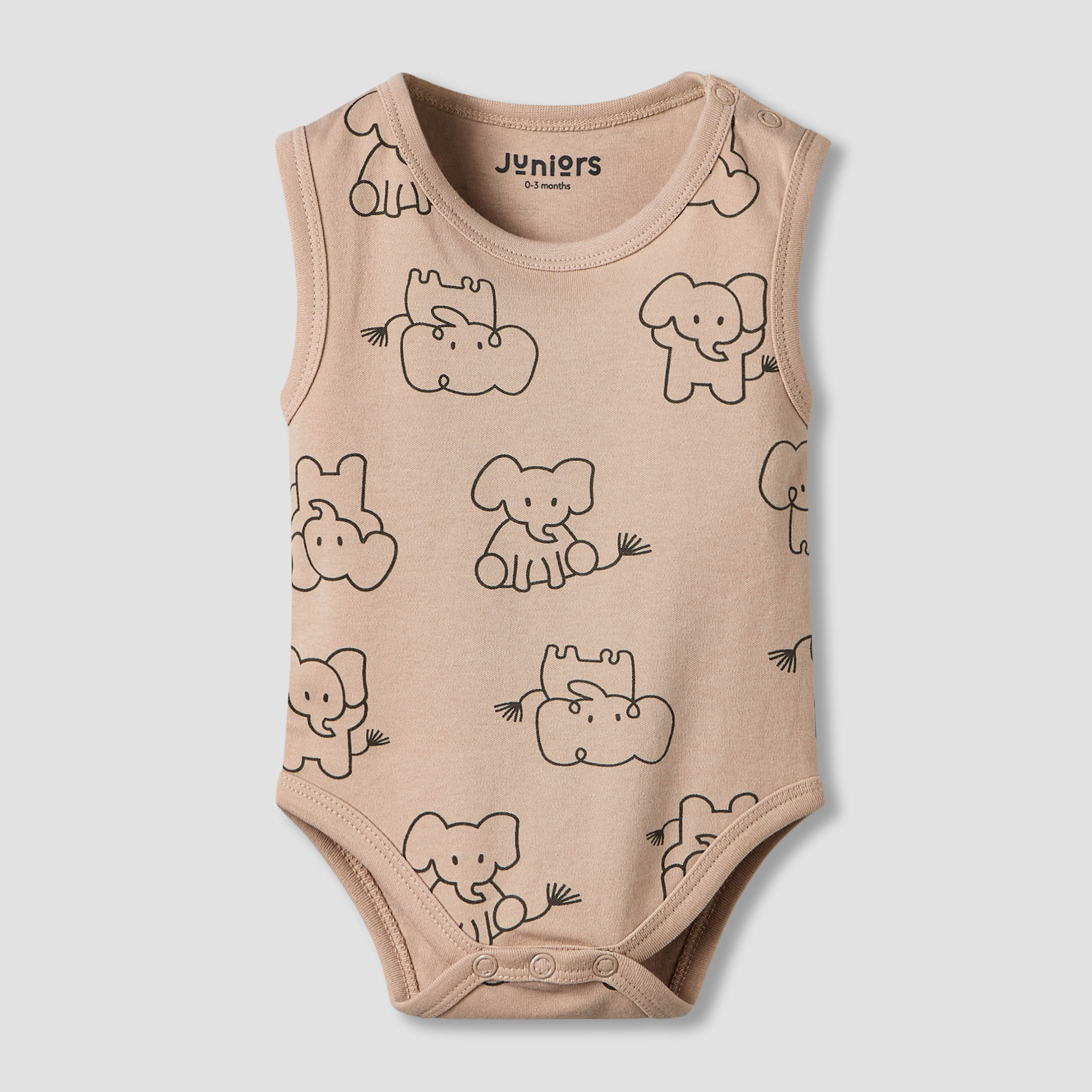 بودي سوت دون أكمام بياقة مستديرة وطبعات فيل من جونيورز - عبوة 3 قطع-baby-boys-clothing-bodysuits-image-4