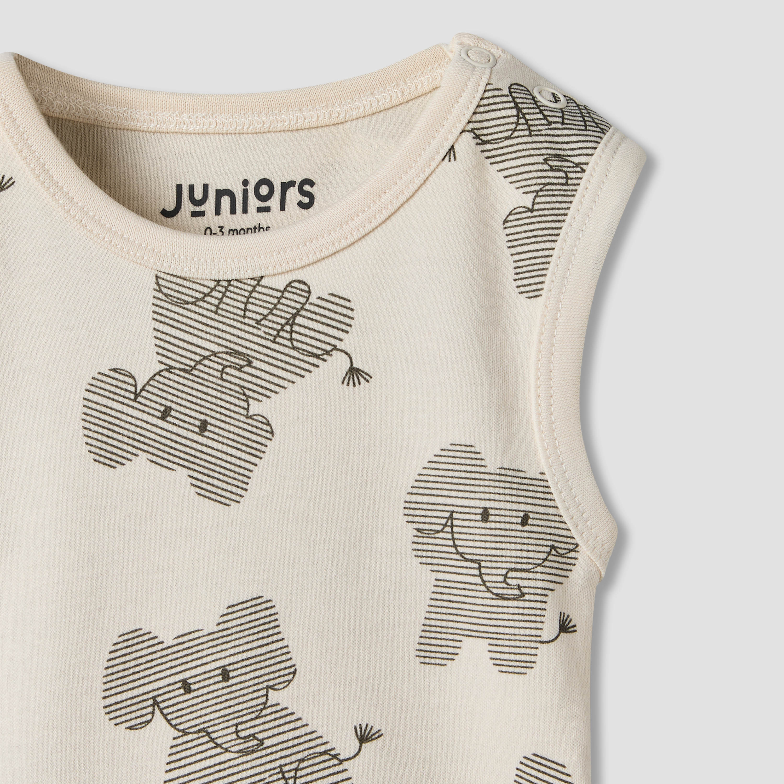 بودي سوت دون أكمام بياقة مستديرة وطبعات فيل من جونيورز - عبوة 3 قطع-baby-boys-clothing-bodysuits-image-2