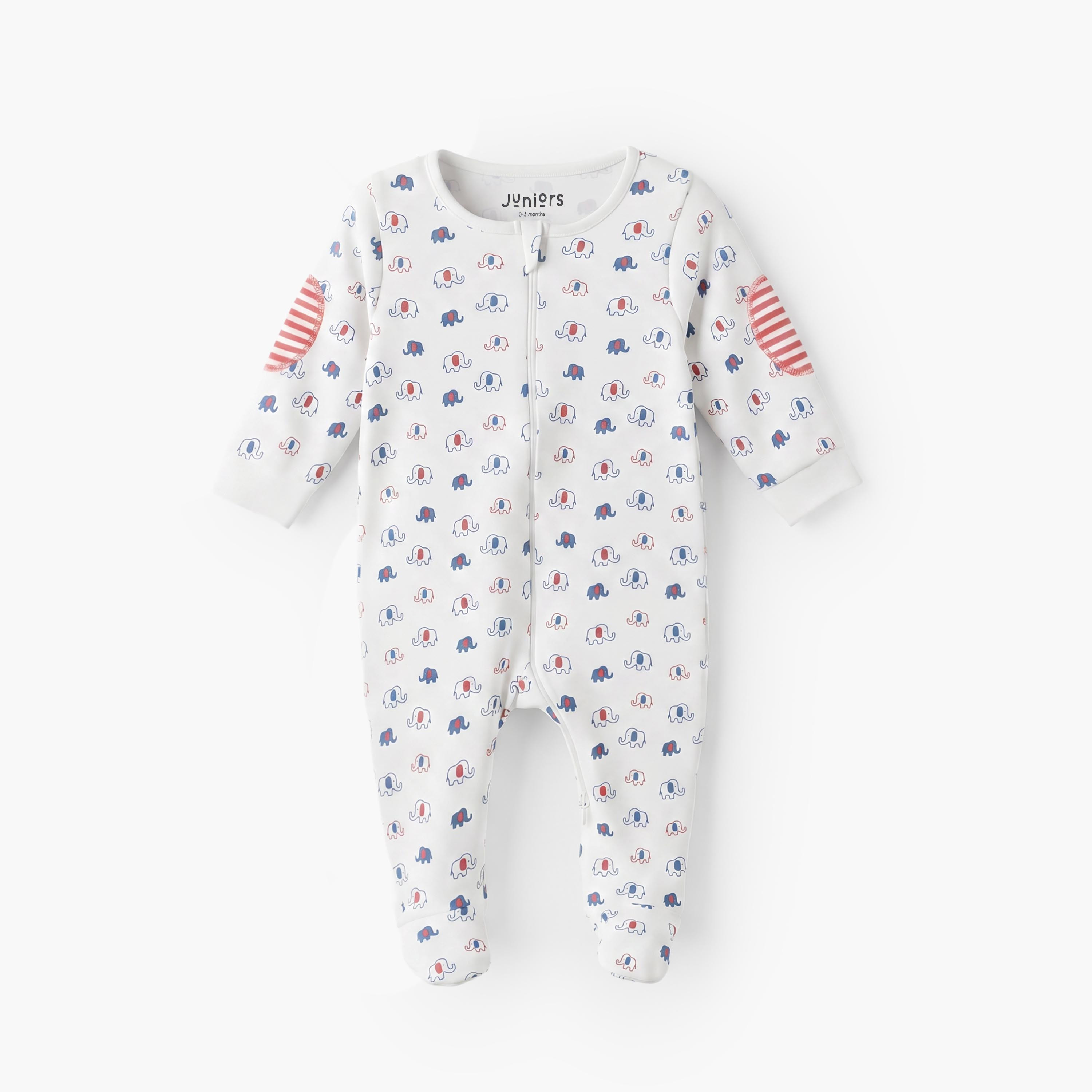 بدلة نوم قطن بياقة ضيقة وأكمام طويلة وطبعات فيل من جونيورز-baby-boys-clothing-nightwear-sleepsuits-image-2