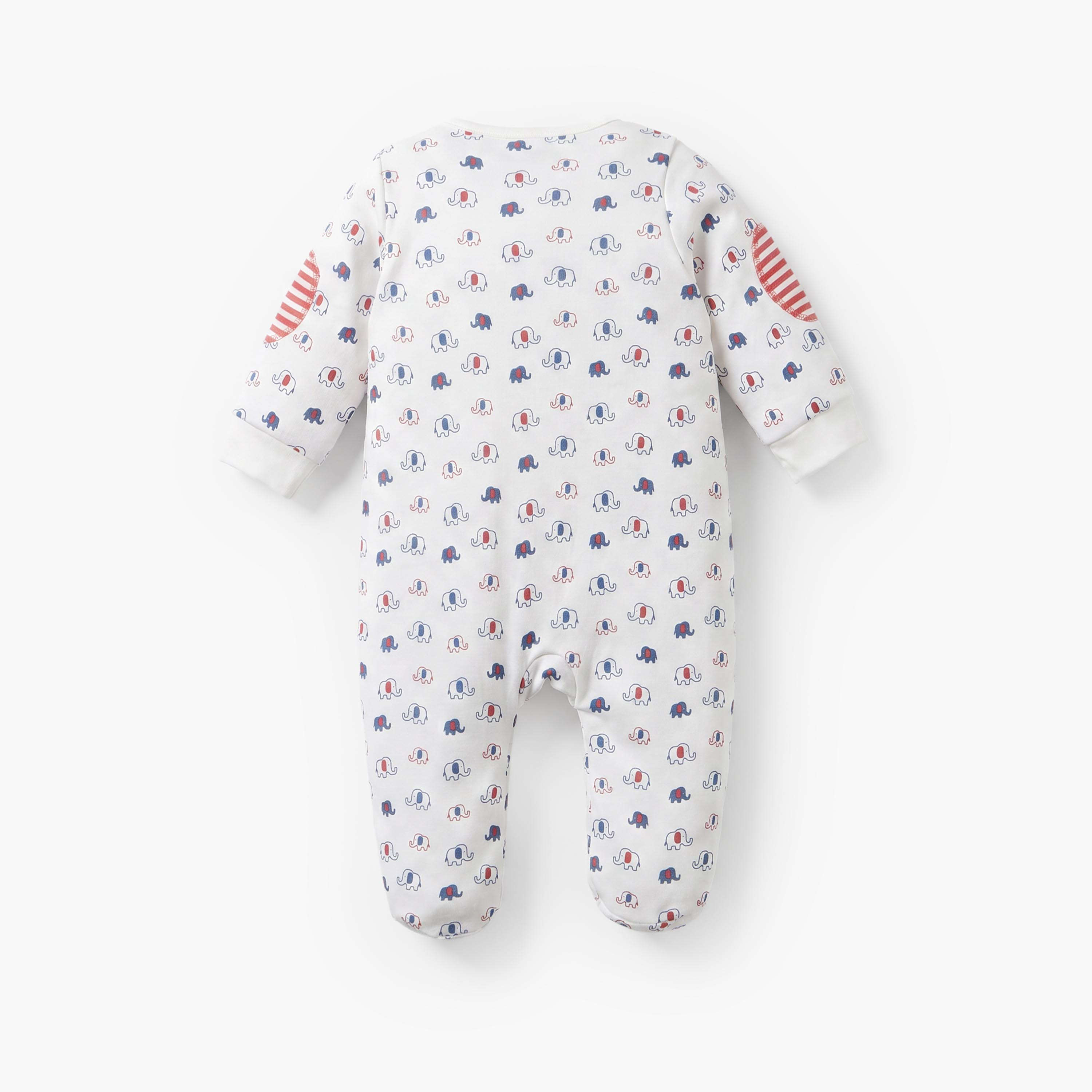 بدلة نوم قطن بياقة ضيقة وأكمام طويلة وطبعات فيل من جونيورز-baby-boys-clothing-nightwear-sleepsuits-image-3