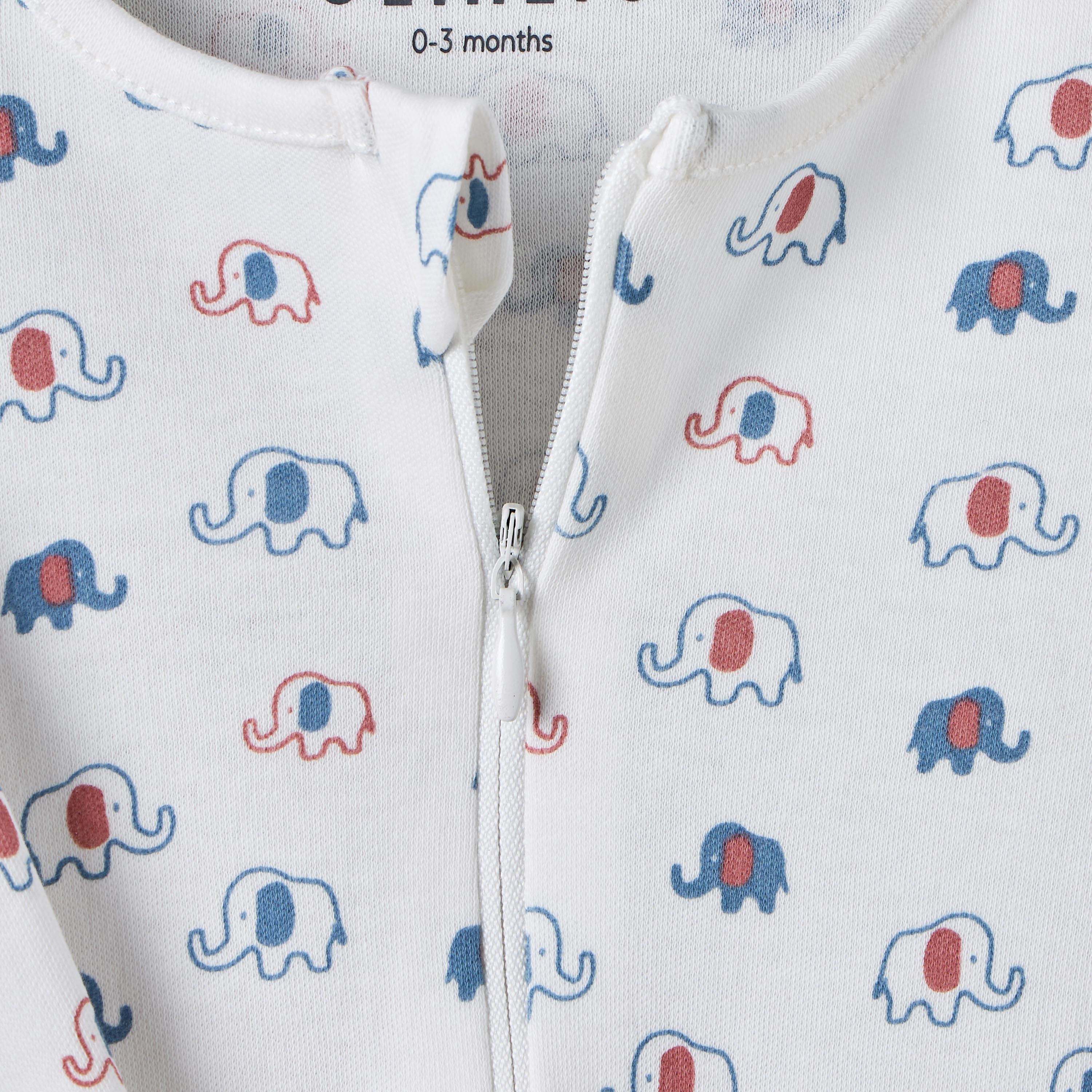 بدلة نوم قطن بياقة ضيقة وأكمام طويلة وطبعات فيل من جونيورز-baby-boys-clothing-nightwear-sleepsuits-image-5
