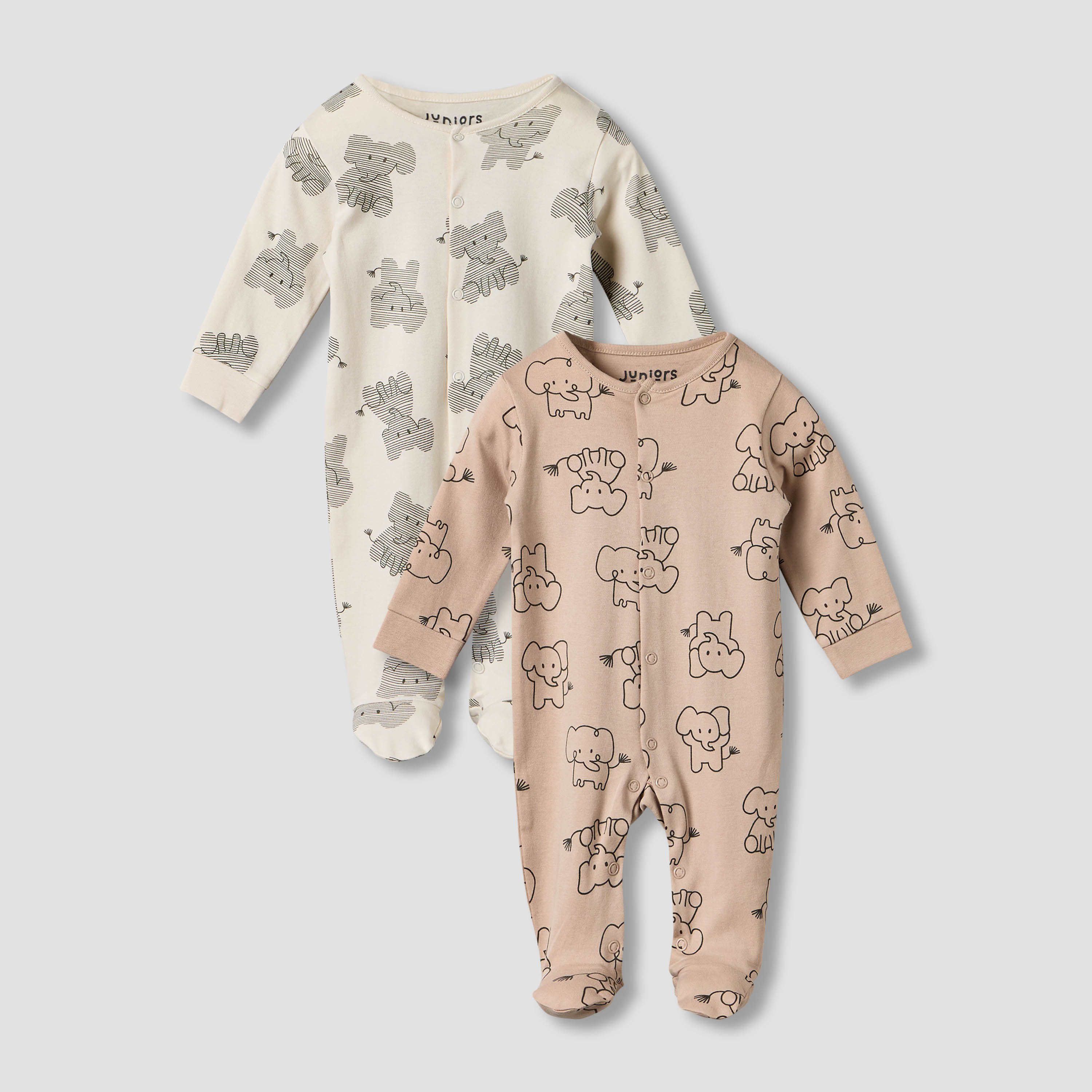 بدلات نوم قطن بطبعات فيل وأكمام طويلة وياقة مستديرة من جونيورز - عبوة من قطعتين-baby-boys-clothing-nightwear-sleepsuits-image-7