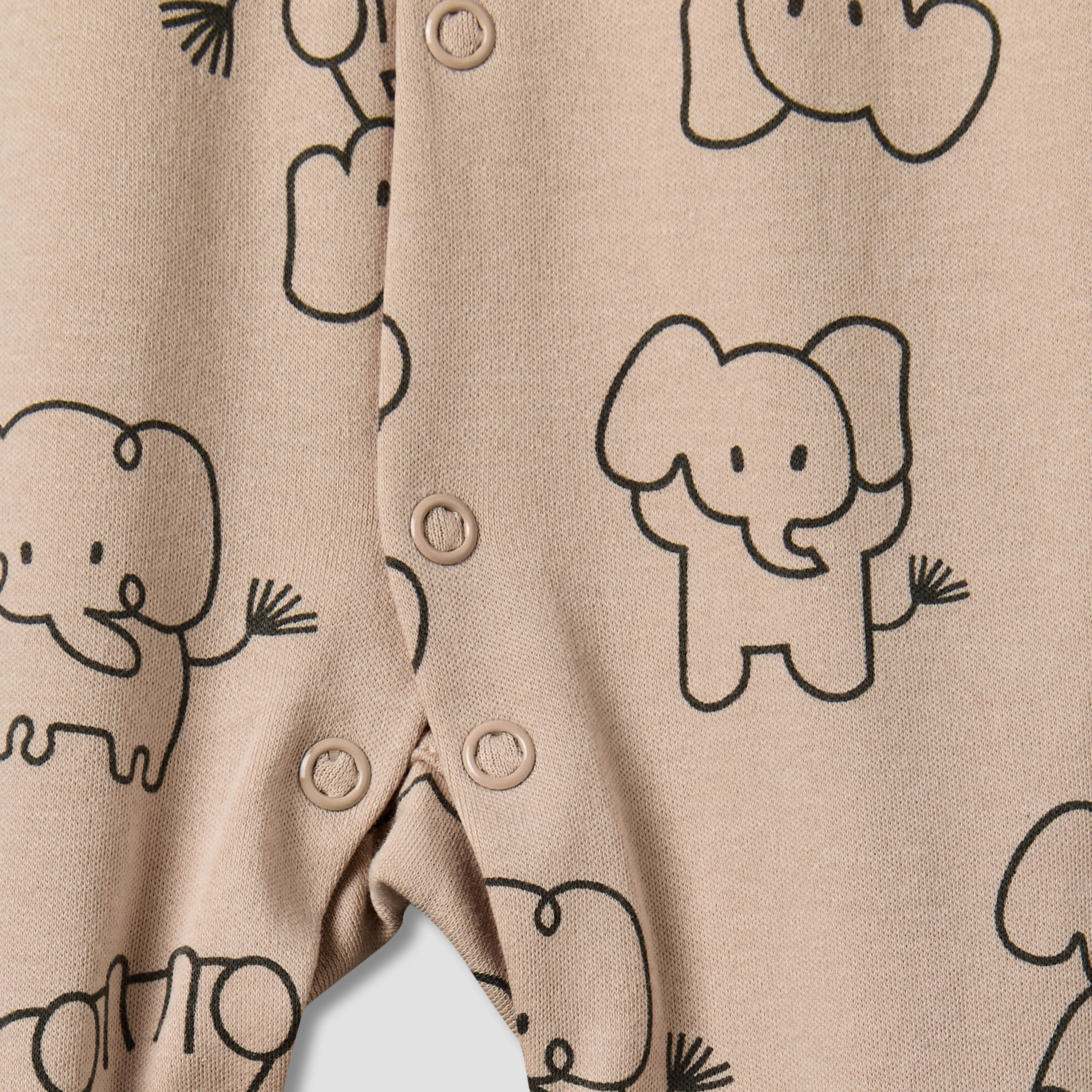 بدلات نوم قطن بطبعات فيل وأكمام طويلة وياقة مستديرة من جونيورز - عبوة من قطعتين-baby-boys-clothing-nightwear-sleepsuits-image-1