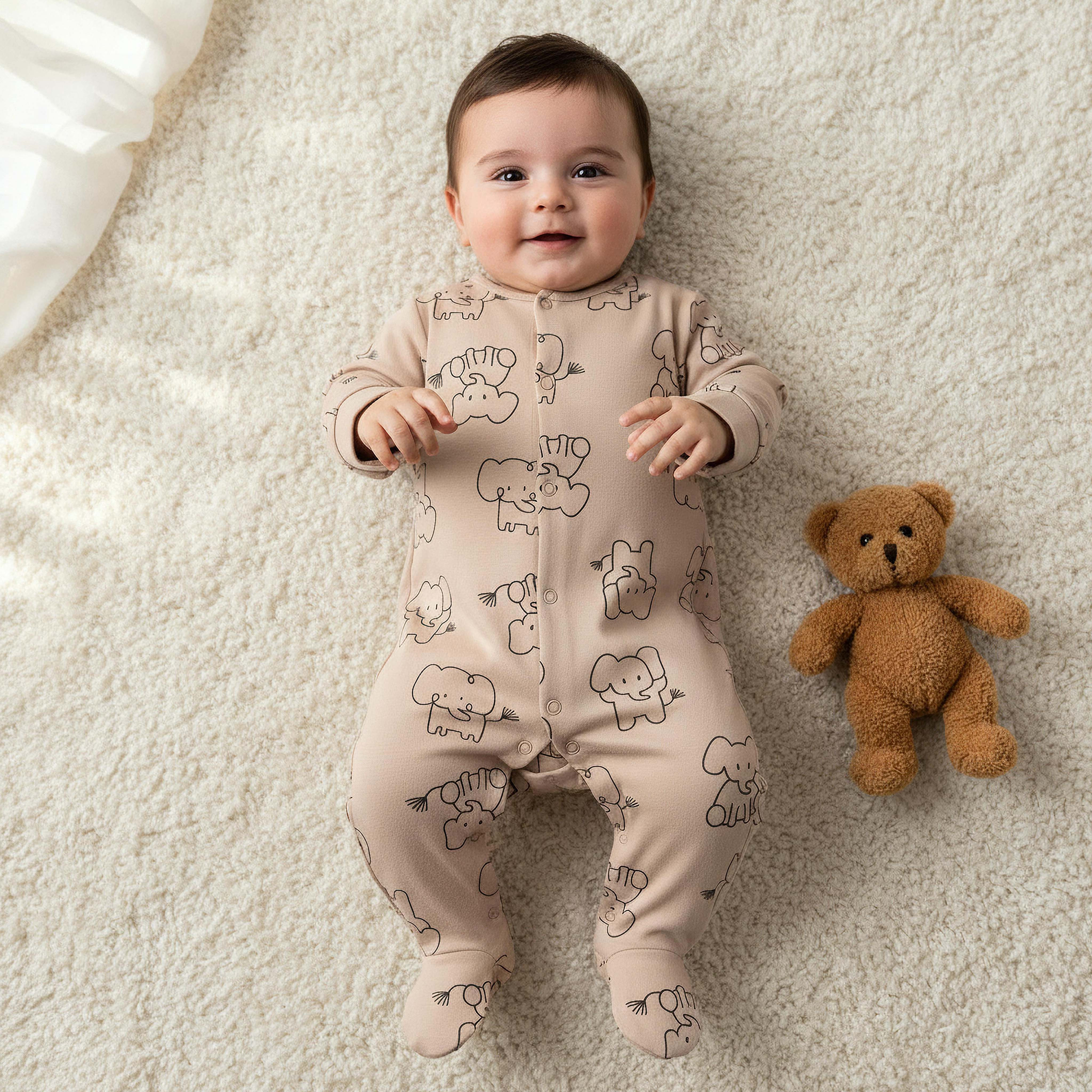 بدلات نوم قطن بطبعات فيل وأكمام طويلة وياقة مستديرة من جونيورز - عبوة من قطعتين-baby-boys-clothing-nightwear-sleepsuits-image-6