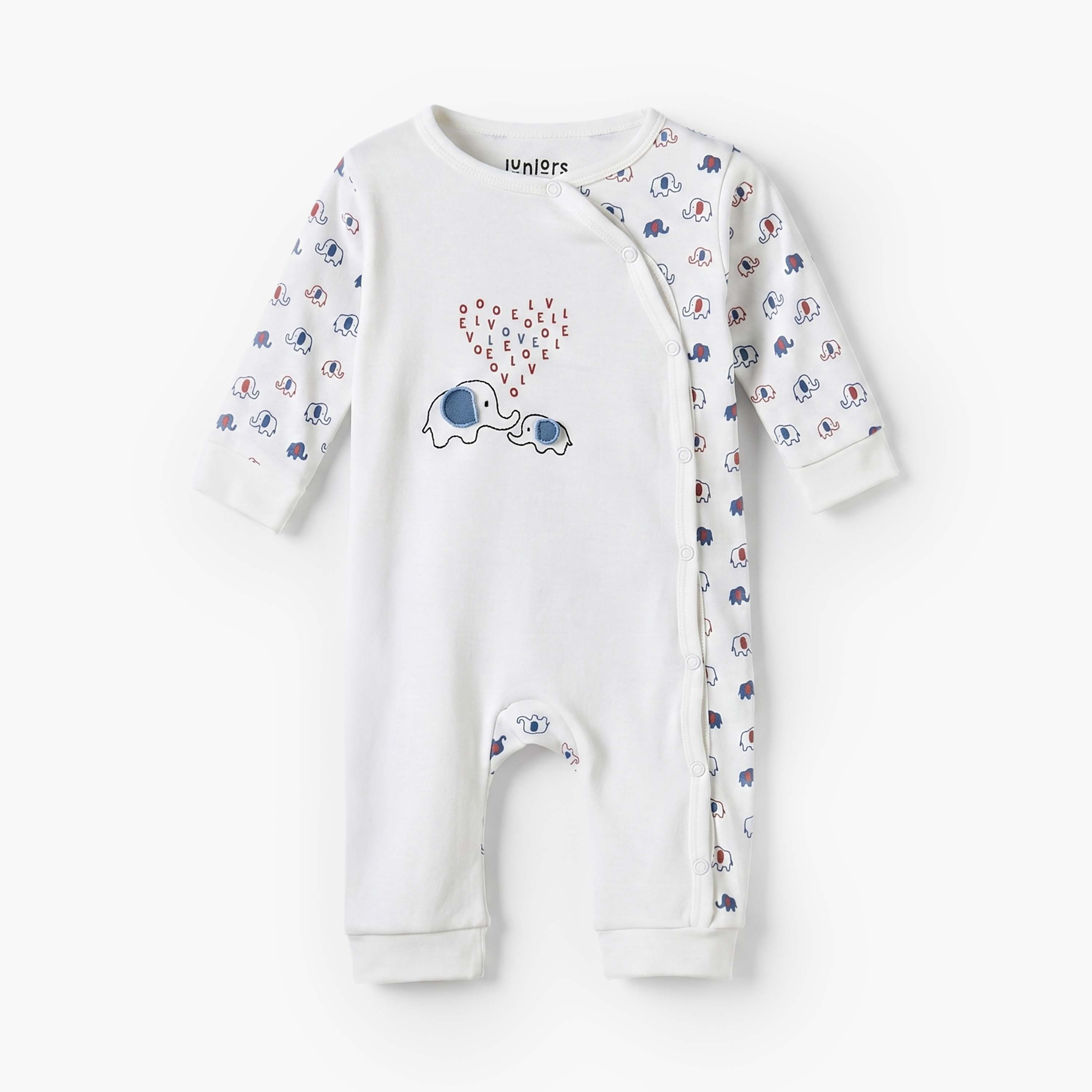 بدلة نوم قطن بياقة ضيقة وأكمام طويلة وطبعات فيل من جونيورز-baby-boys-clothing-nightwear-sleepsuits-image-2