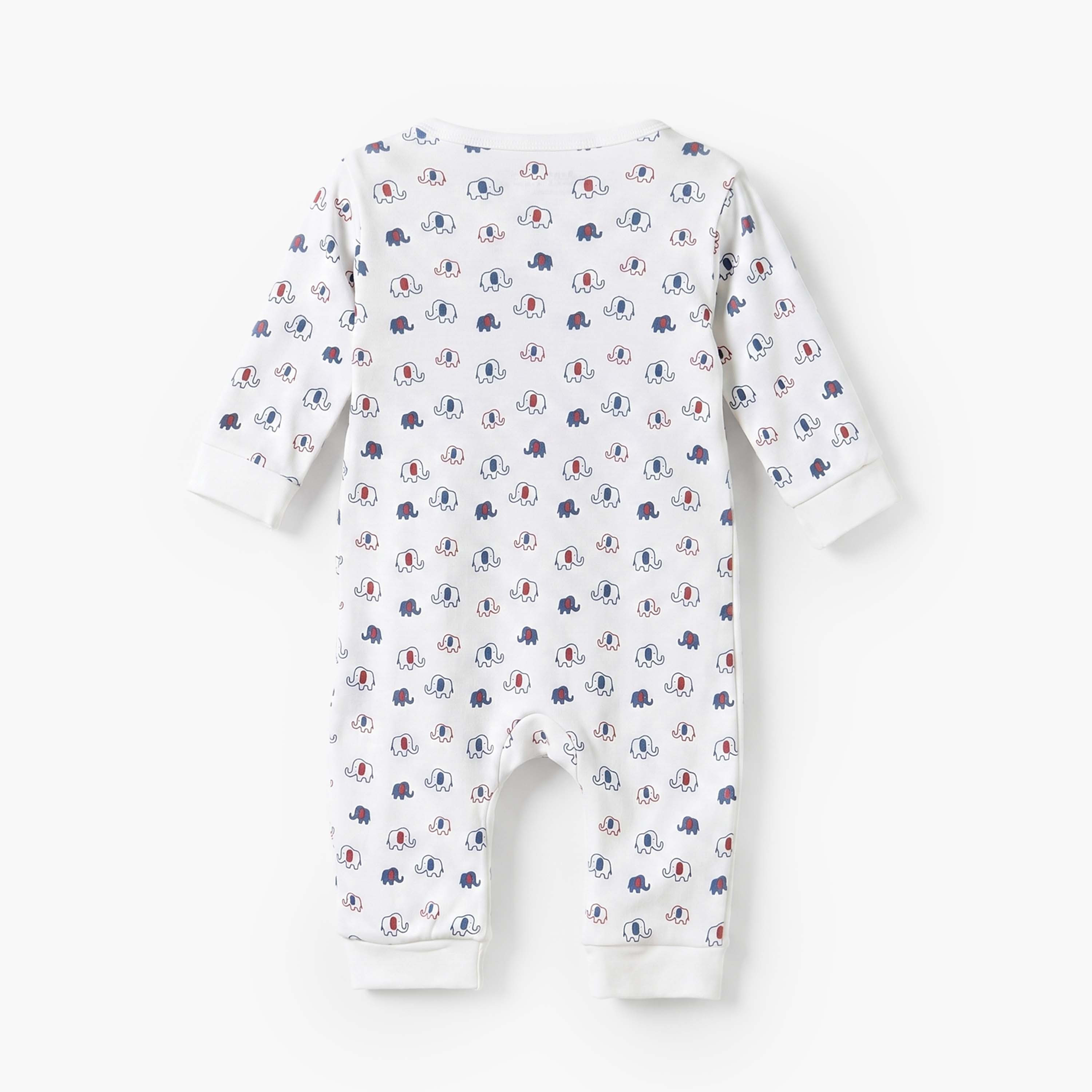 بدلة نوم قطن بياقة ضيقة وأكمام طويلة وطبعات فيل من جونيورز-baby-boys-clothing-nightwear-sleepsuits-image-3