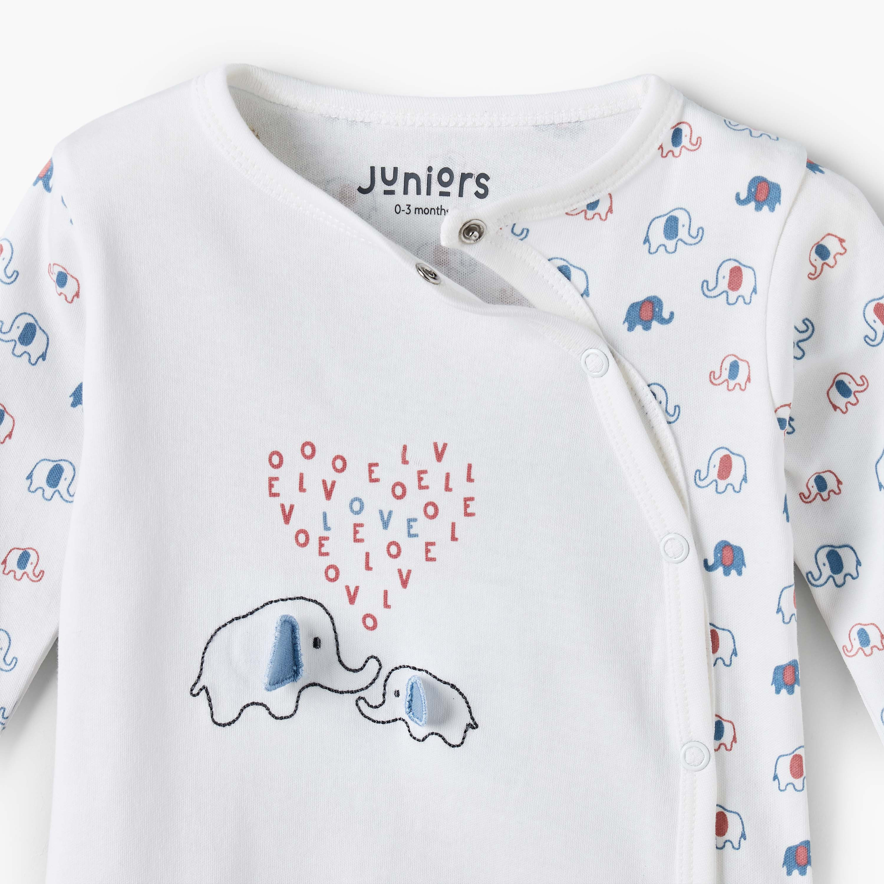 بدلة نوم قطن بياقة ضيقة وأكمام طويلة وطبعات فيل من جونيورز-baby-boys-clothing-nightwear-sleepsuits-image-4