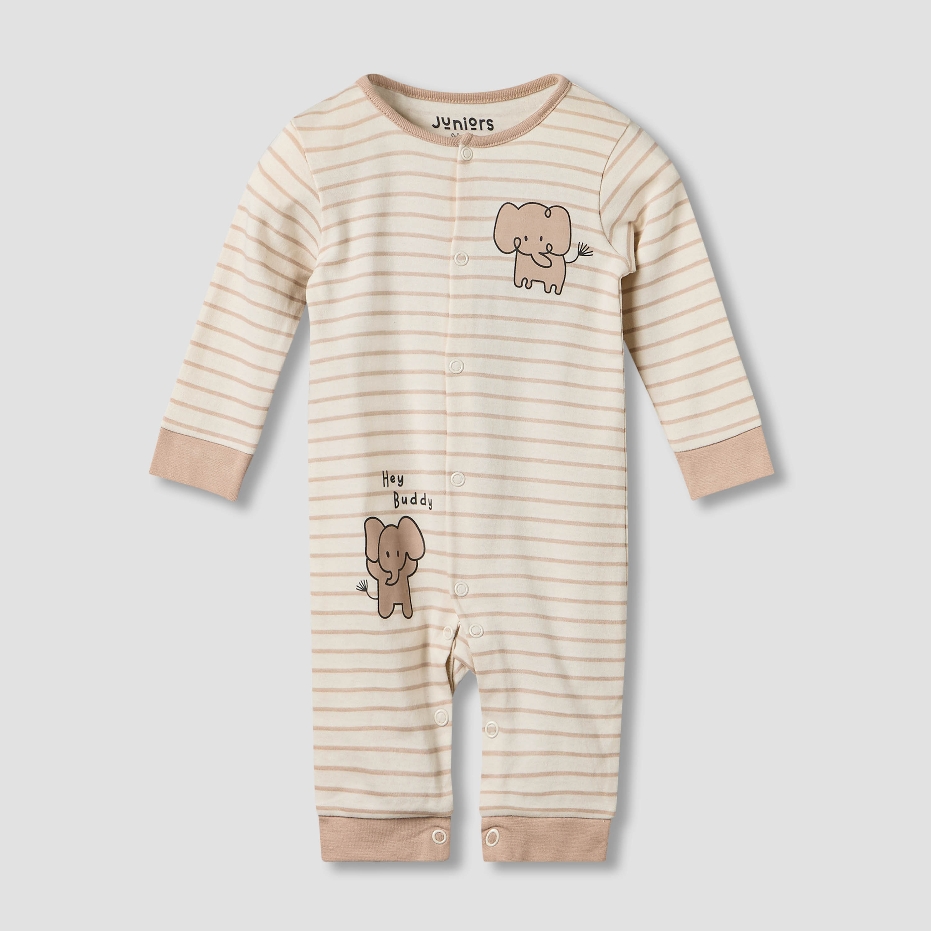 Set of 2 Juniors Cotton Round Neck Elephant Print Sleepsuit with Romper-baby-boys-clothing-nightwear-sleepsuits-image-3