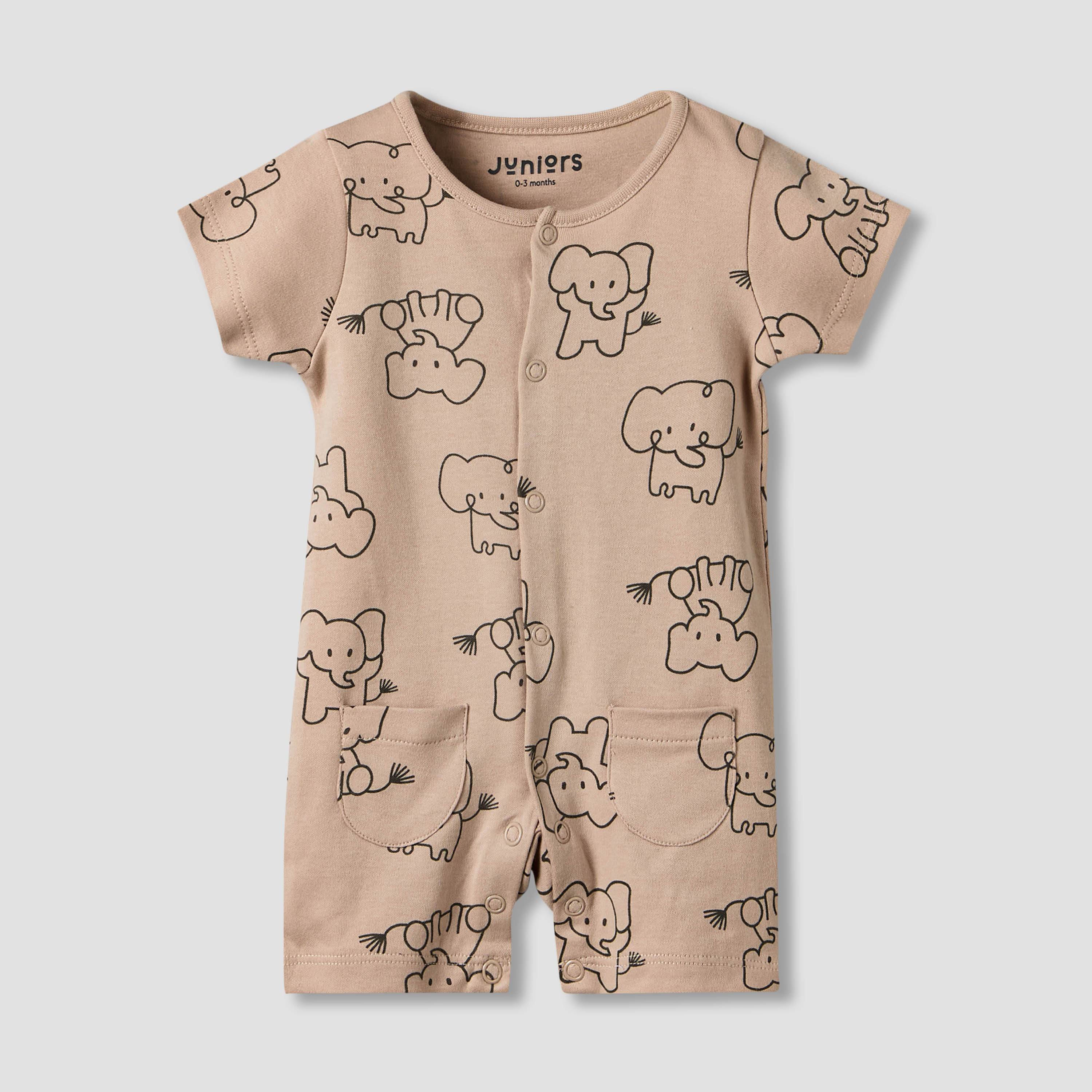 Set of 2 Juniors Cotton Round Neck Elephant Print Sleepsuit with Romper-baby-boys-clothing-nightwear-sleepsuits-image-4