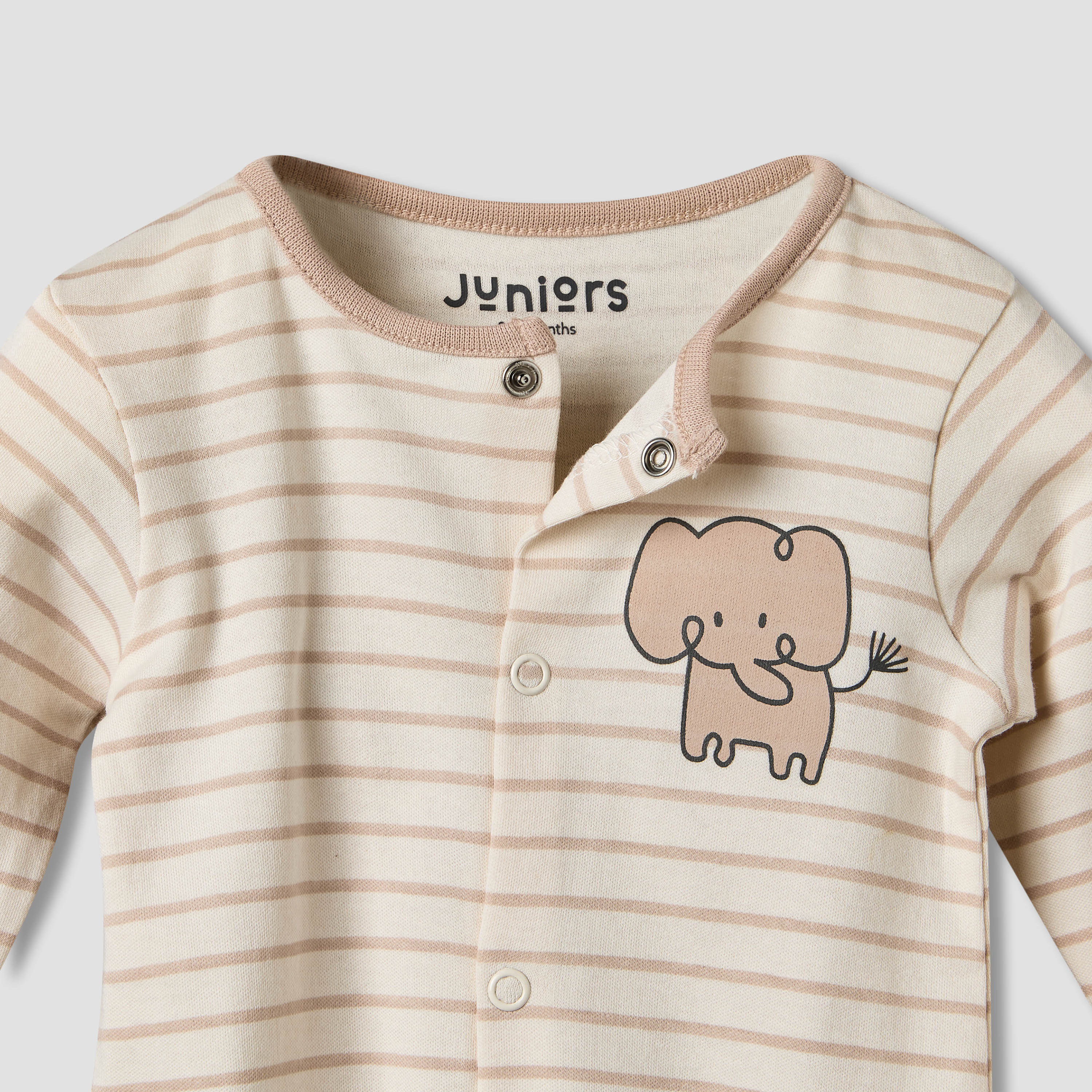 Set of 2 Juniors Cotton Round Neck Elephant Print Sleepsuit with Romper-baby-boys-clothing-nightwear-sleepsuits-image-7