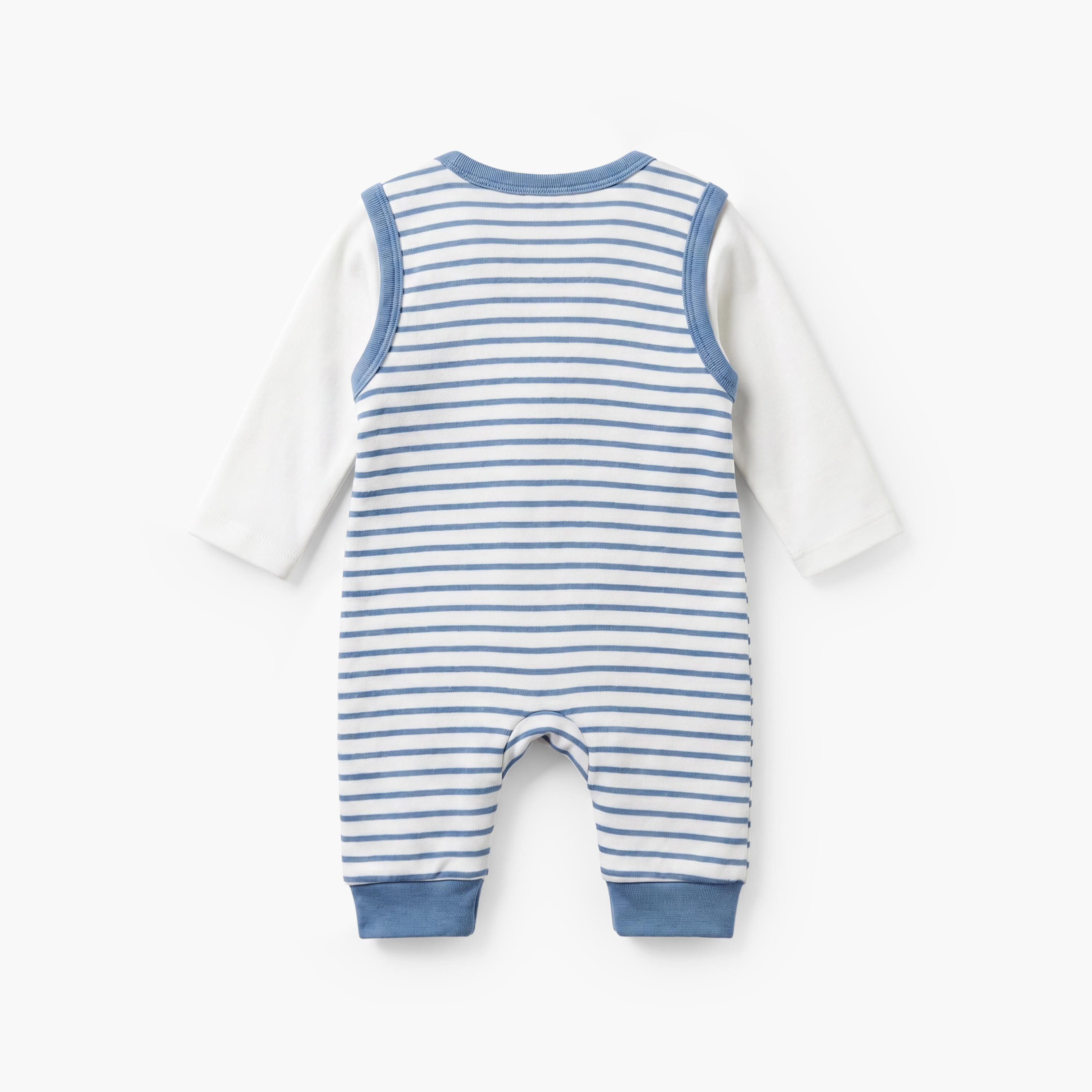 طقم تيشيرت يياقة ضيقة وأكمام قصيرة ودنغري مخطط من جونيورز-baby-boys-clothing-setsandcoords-image-3