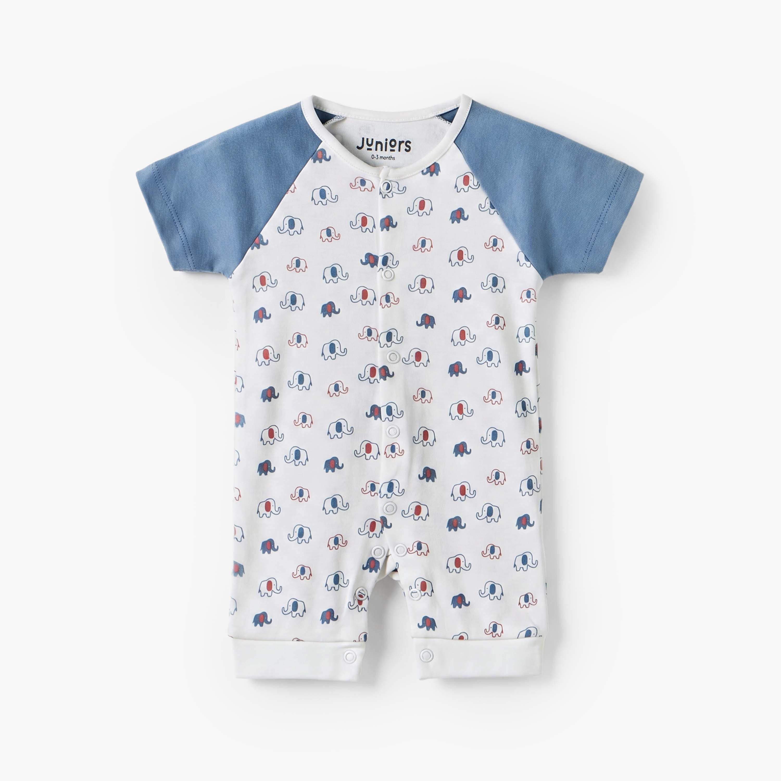 أفرول بأكمام قصيرة وياقة ضيقة بطبعات فيل من جونيورز-baby-boys-clothing-rompers-image-2
