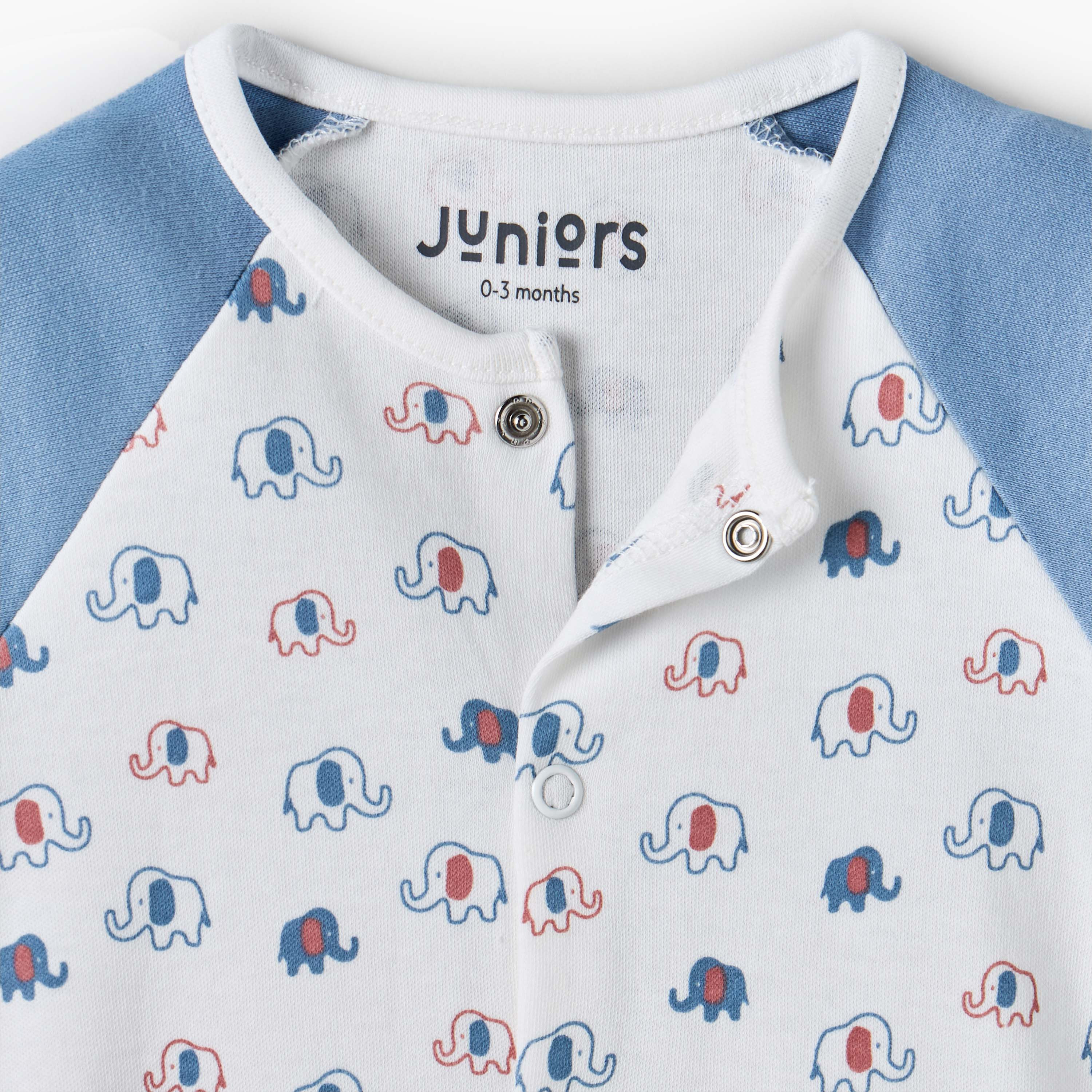 أفرول بأكمام قصيرة وياقة ضيقة بطبعات فيل من جونيورز-baby-boys-clothing-rompers-image-4
