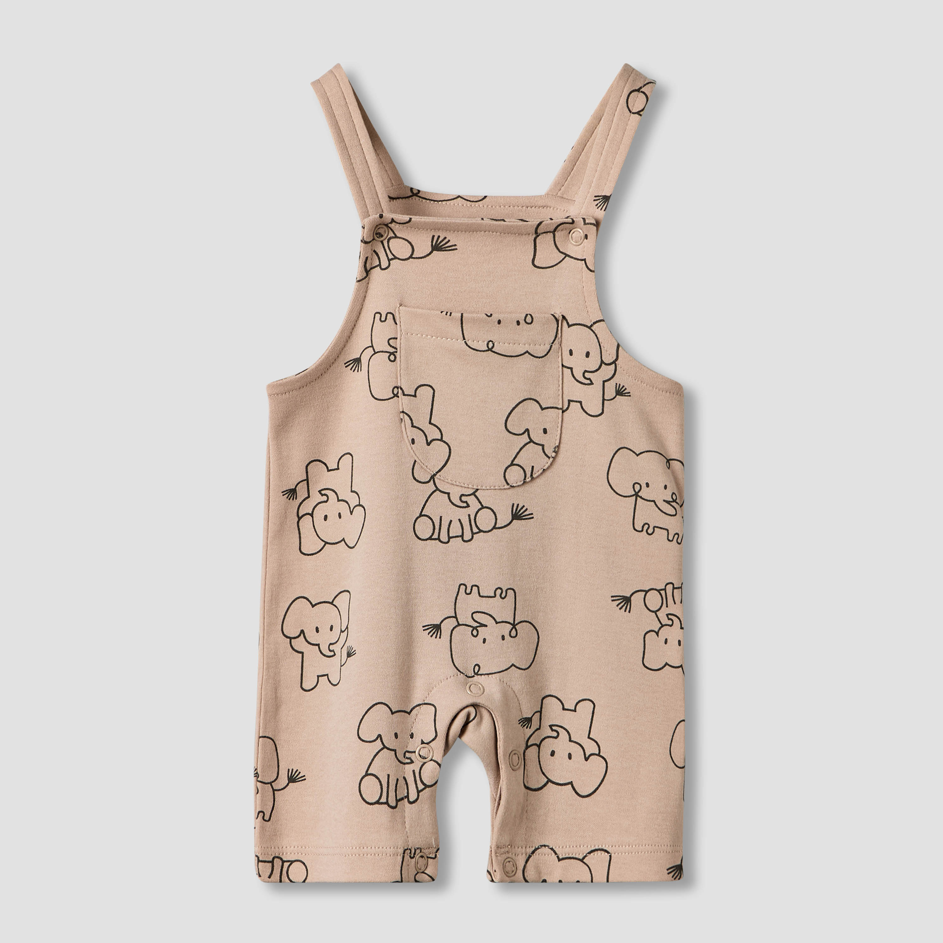 Juniors Round Neck Short Sleeves T-shirt and Dungaree Set with Elephant Print-baby-boys-clothing-setsandcoords-image-3