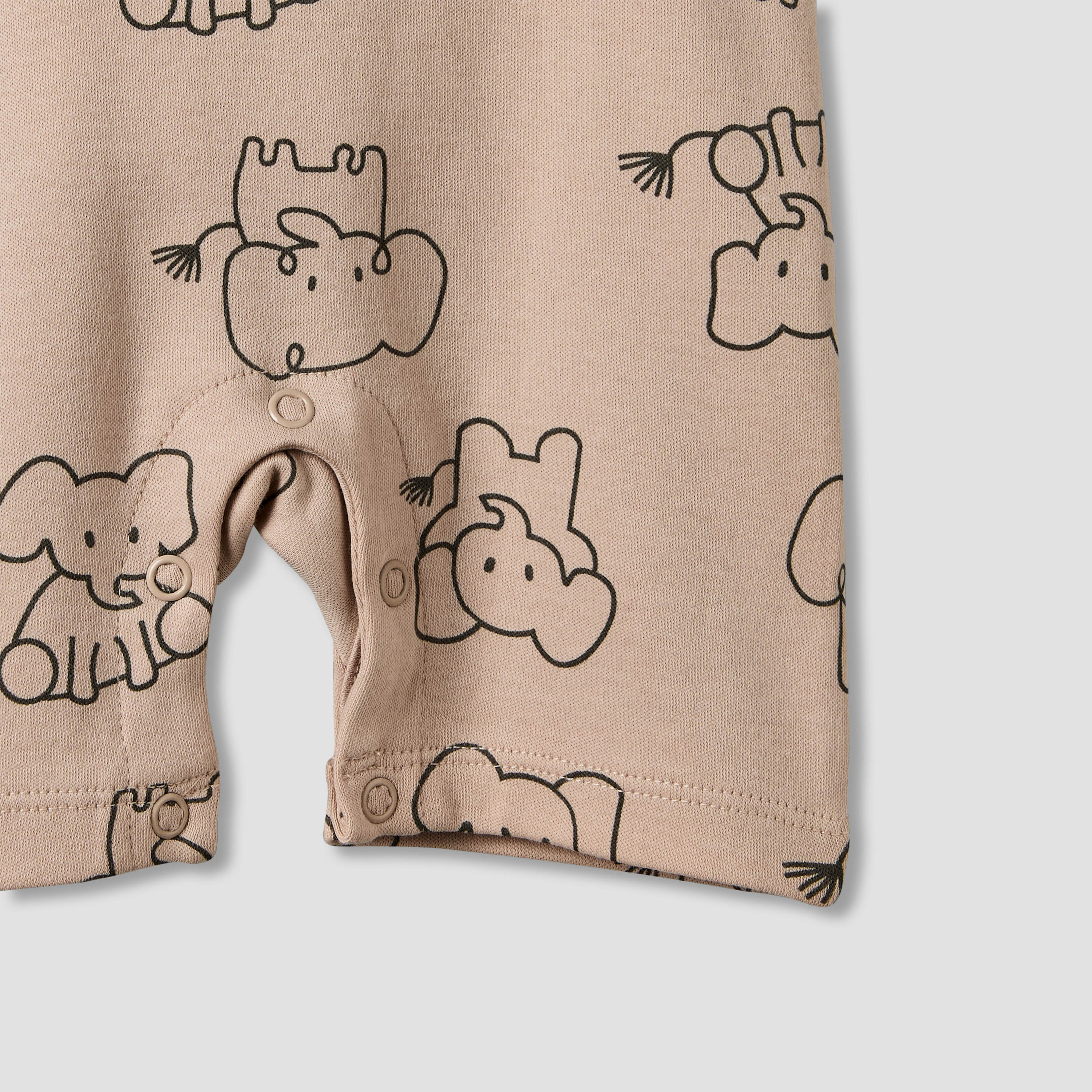 Juniors Round Neck Short Sleeves T-shirt and Dungaree Set with Elephant Print-baby-boys-clothing-setsandcoords-image-4