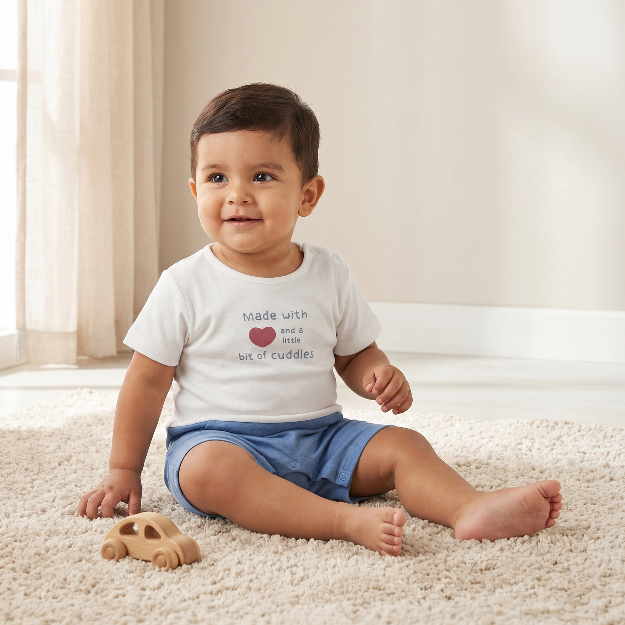 رومبر بأكمام قصيرة وطبعة شعار وياقة ضيقة من جونيورز-baby-boys-clothing-rompers-image-1