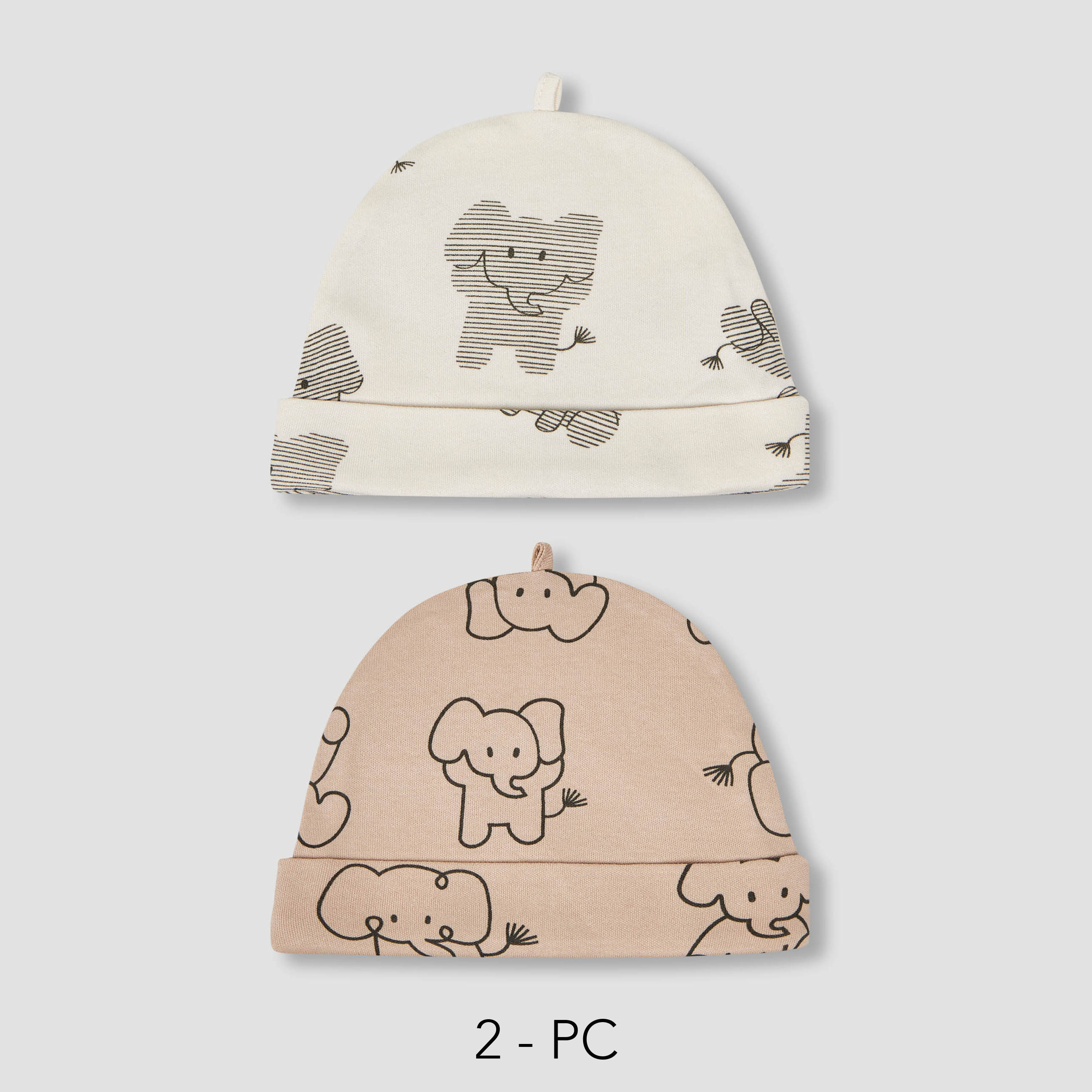 Pack of 2 Juniors Cap with Elephant Print-baby-boys-accessories-caps-image-1