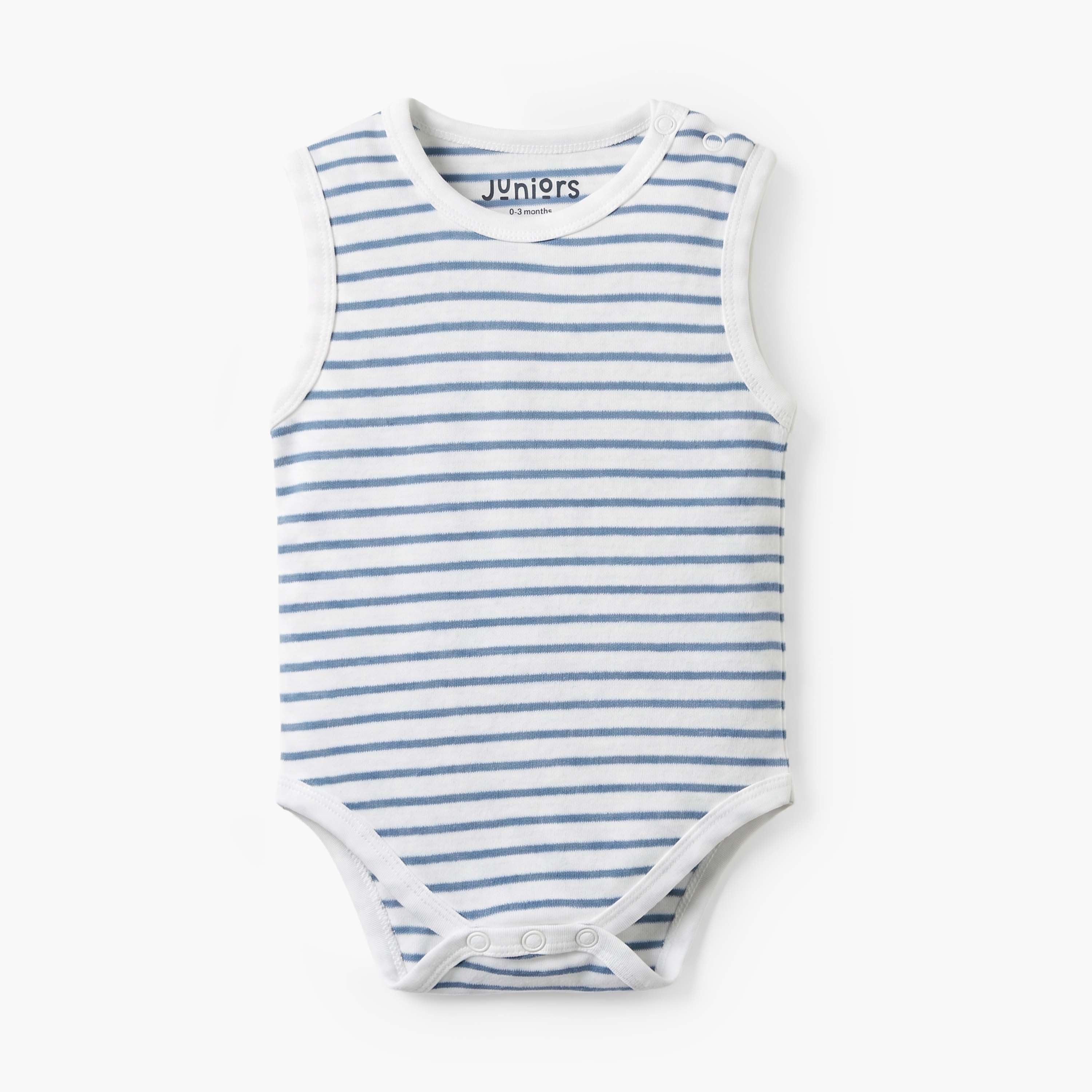Pack of 2 Juniors Round Neck Sleeveless Bodysuit with Print-baby-boys-clothing-bodysuits-image-5