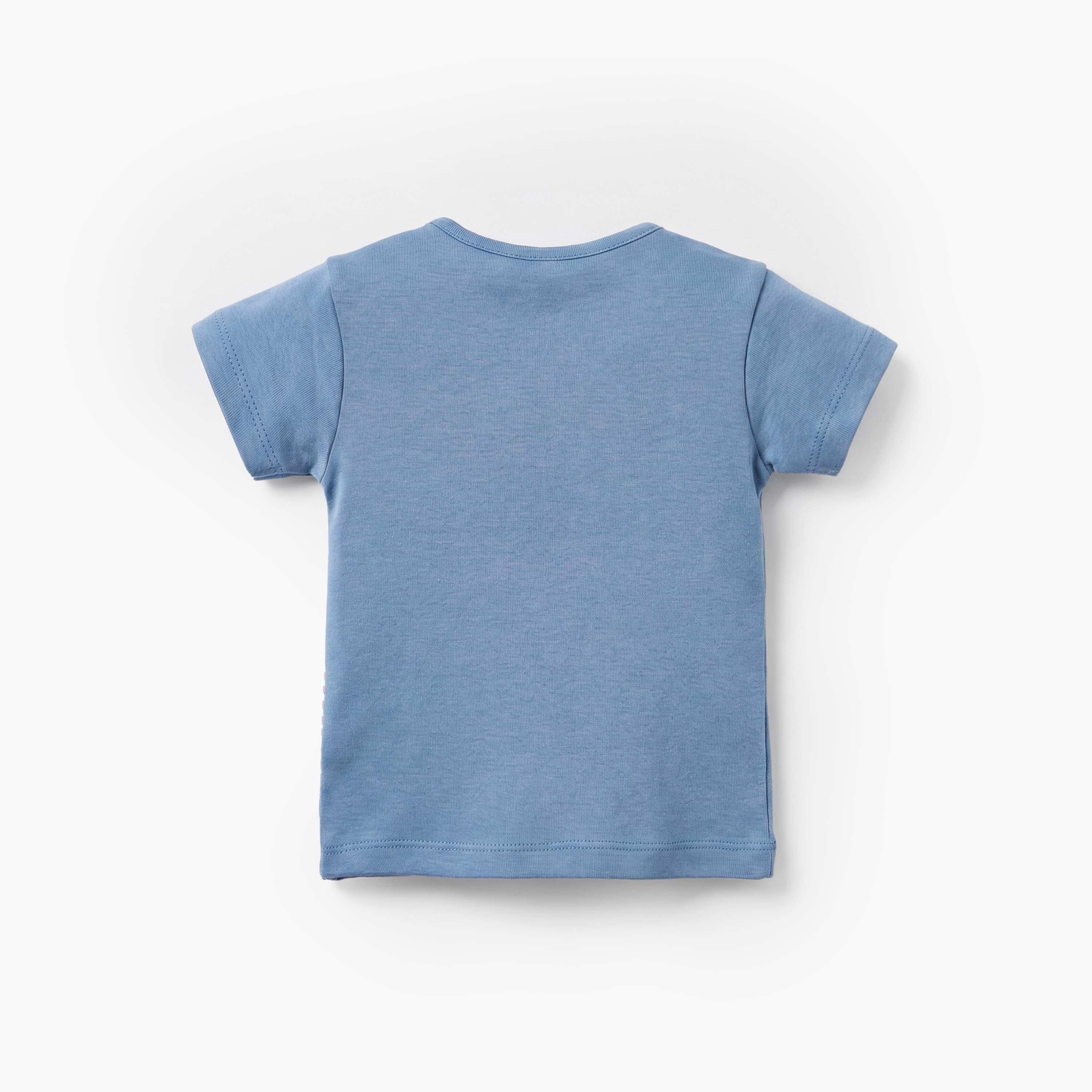 طقم شورت وتيشيرت قطن برقبة مستديرة وأكمام قصيرة وزخارف فيل من جونيورز-baby-boys-clothing-nightwear-pyjamasets-image-4