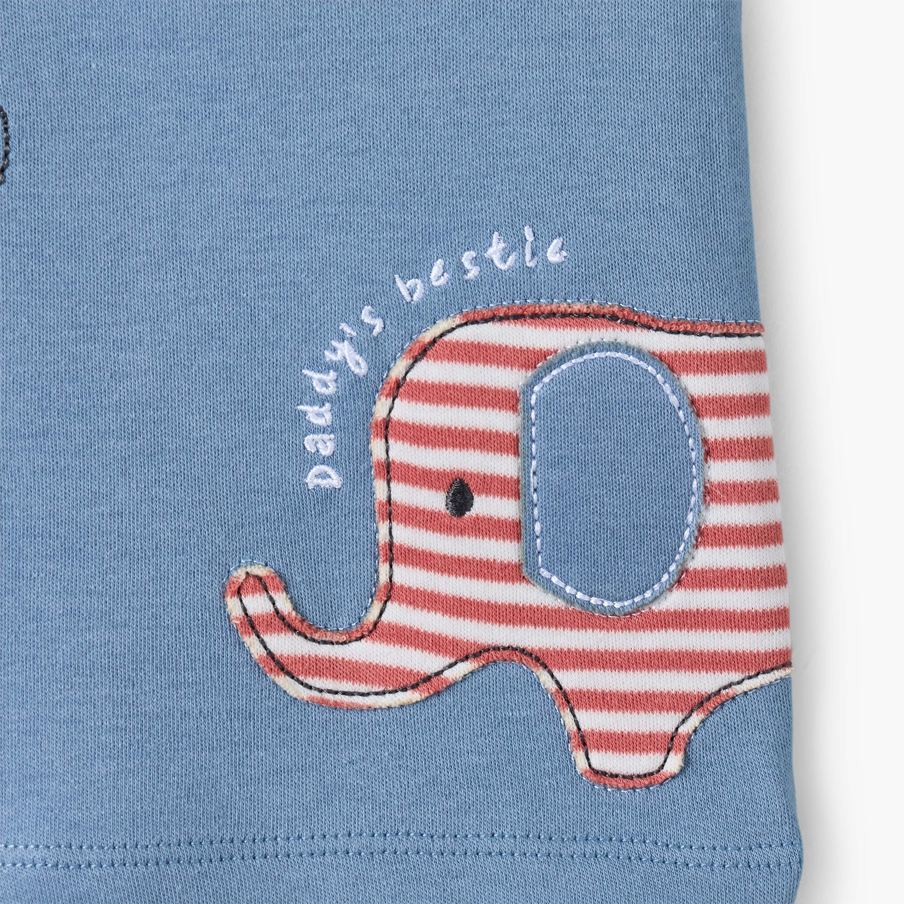 طقم شورت وتيشيرت قطن برقبة مستديرة وأكمام قصيرة وزخارف فيل من جونيورز-baby-boys-clothing-nightwear-pyjamasets-image-7
