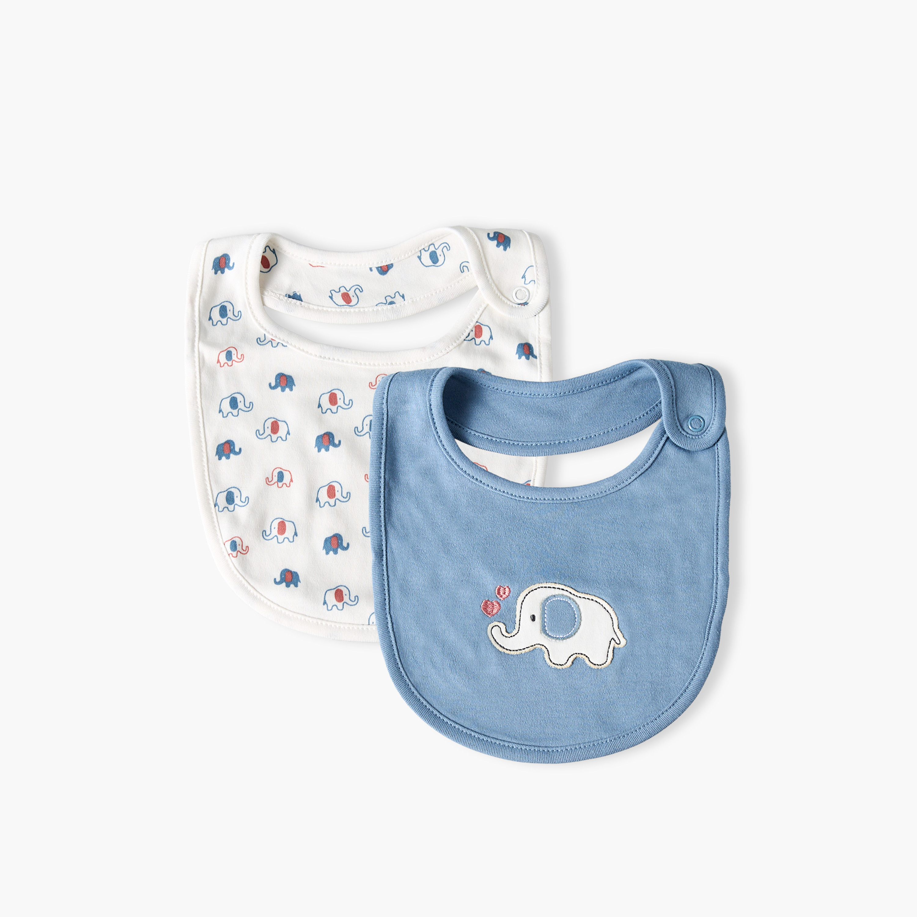مرايل أطفال بطبعات فيل من جونيورز - عبوة من قطعتين-baby-feeding-bibs-image-1