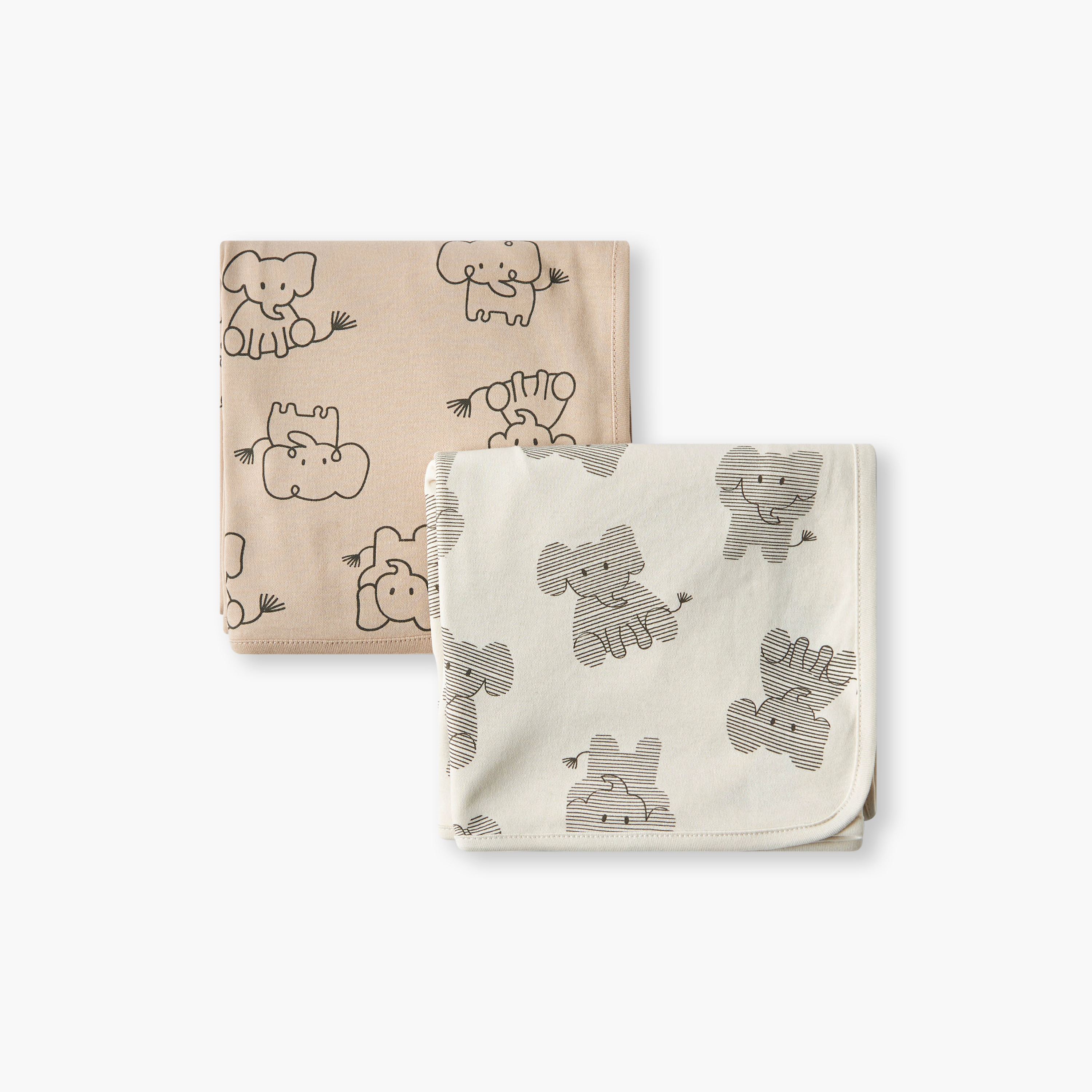 Pack of 2 Juniors Receiving Blanket with Elephant Print-baby-nursery-blanketsandswaddles-receivingblankets-image-3